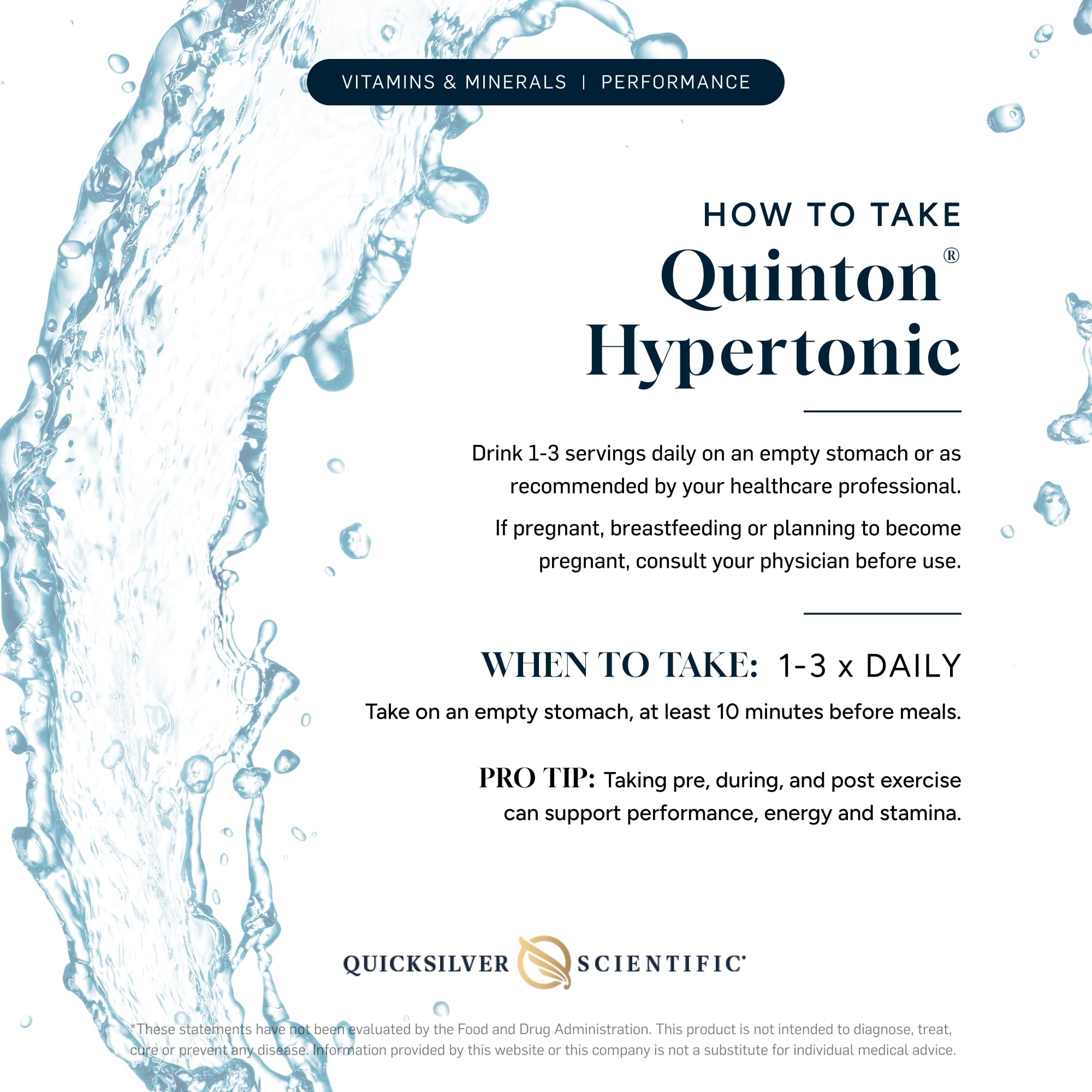 Quicksilver Scientific Original Quinton Hypertonic Solution - Sea Water Hydration - Liquid Minerals with Electrolytes for Muscle Recovery, Stamina+Mineral Replenishment (30 Single Serving Glass Vials)