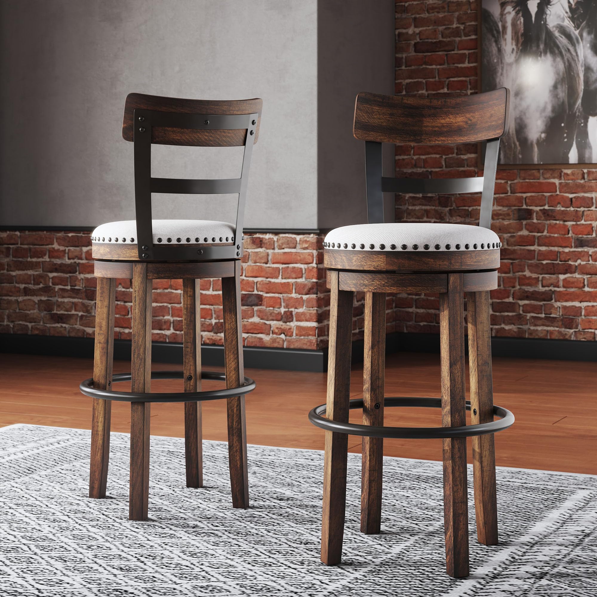 Signature Design by Ashley Valebeck 30" Farmhouse Pub Height Barstool, Brown