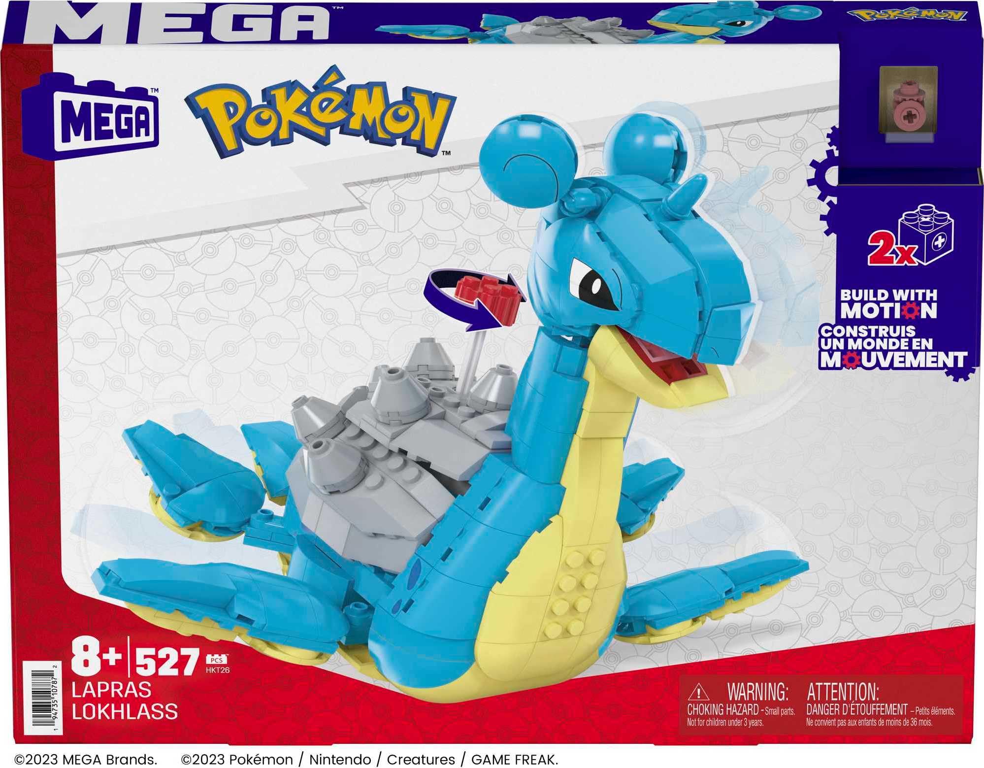 MEGA Pokémon Building Toys Set Lapras with 527 Pieces, Articulated and Poseable with Motion, 6 Inches Tall, for Kids