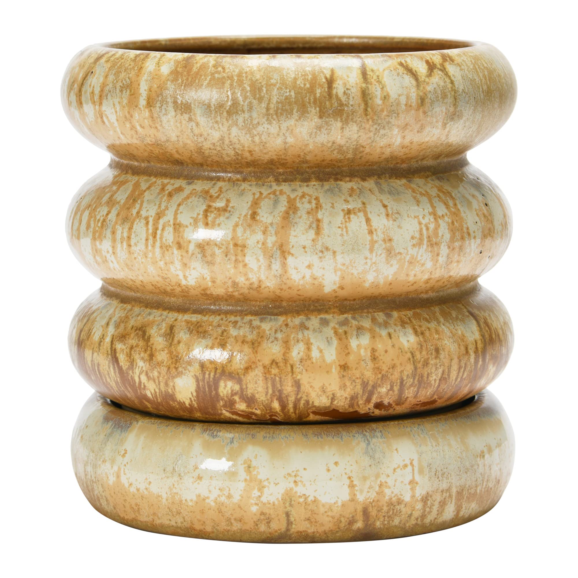 Creative Co-Op Stoneware Saucer Planter Pot, 5" L x 5" W x 5" H, Greige