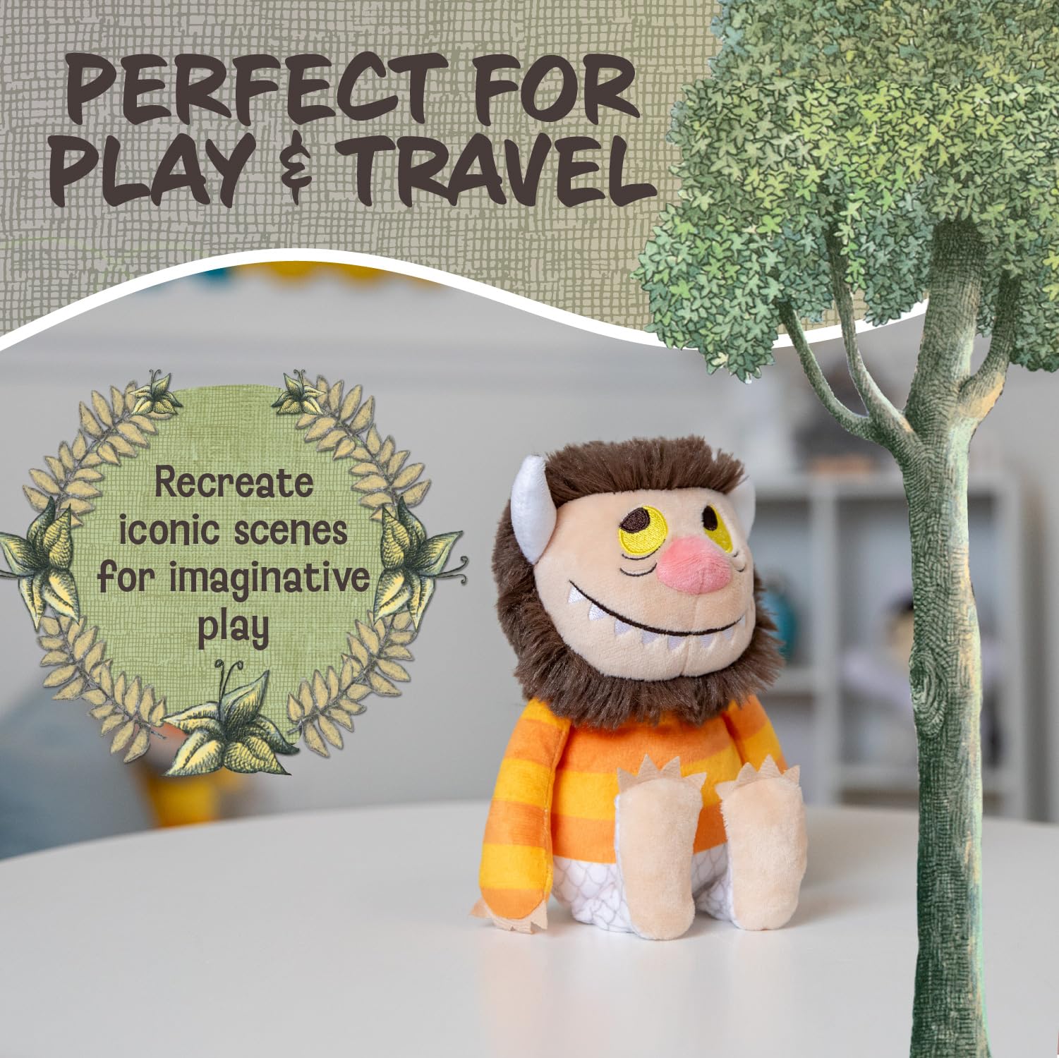 KIDS PREFERRED Where The Wild Things are Plush 9 Inch Moishe Monster Stuffed Animal with Crinkle Feet and Bean Filled Bottom