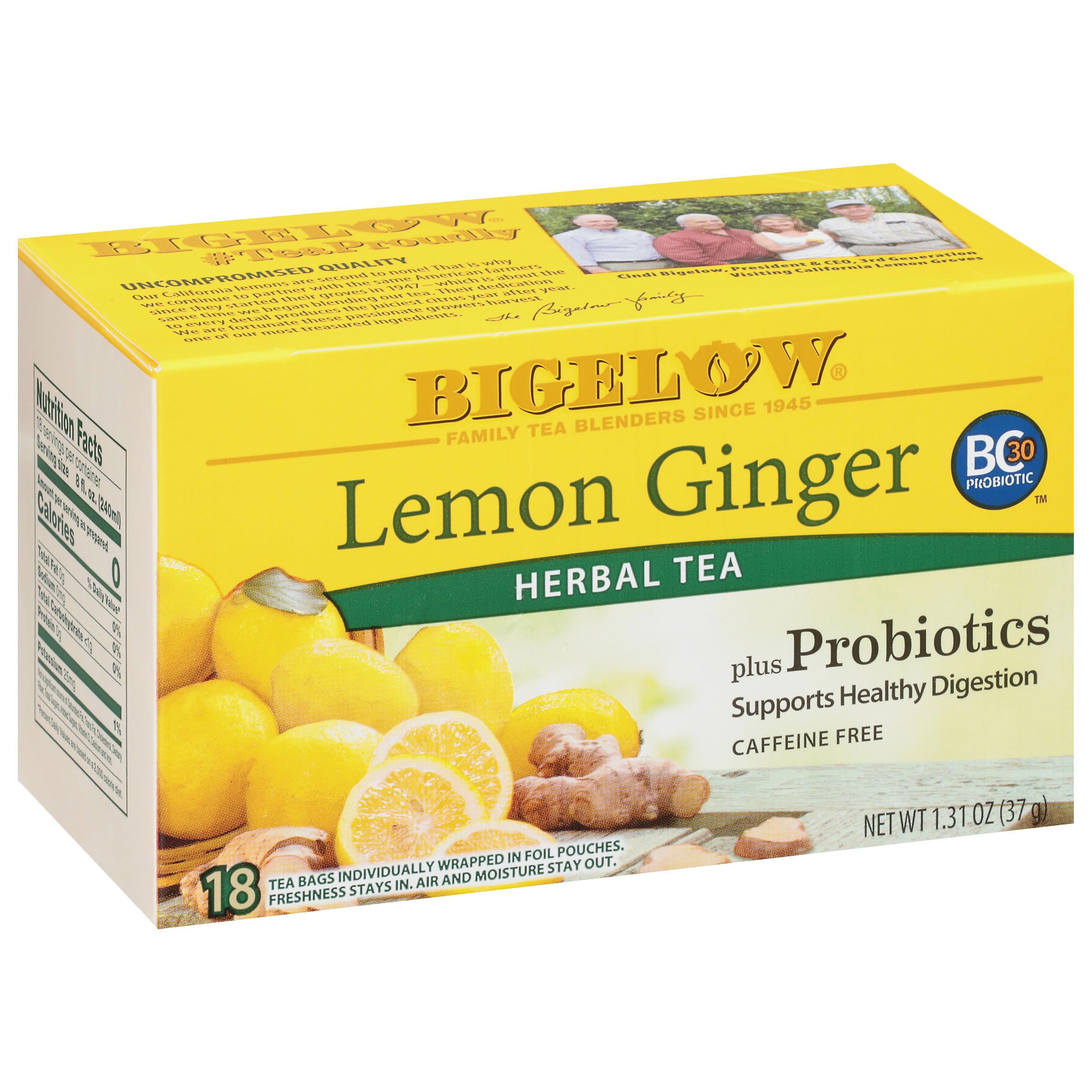 Bigelow Tea, Herb Plus Lemon Ginger, 18-Count Tea Bags (Pack of 6)