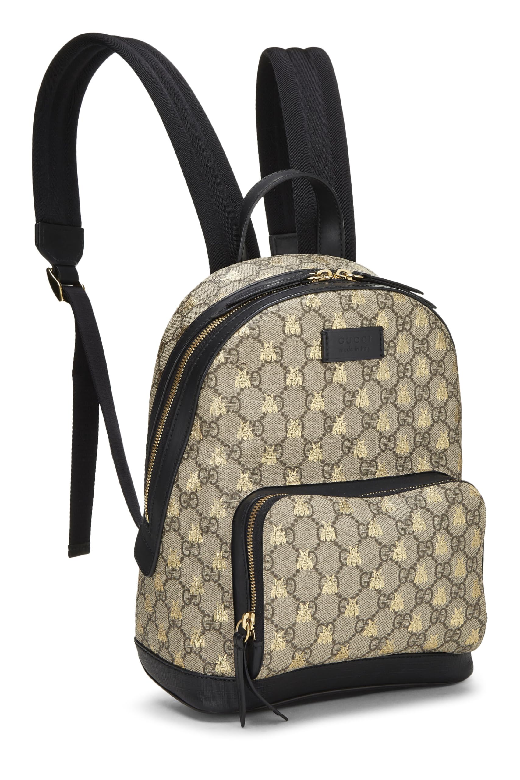 Gucci, Pre-Loved Black Original GG Supreme Canvas Bee Backpack, Black