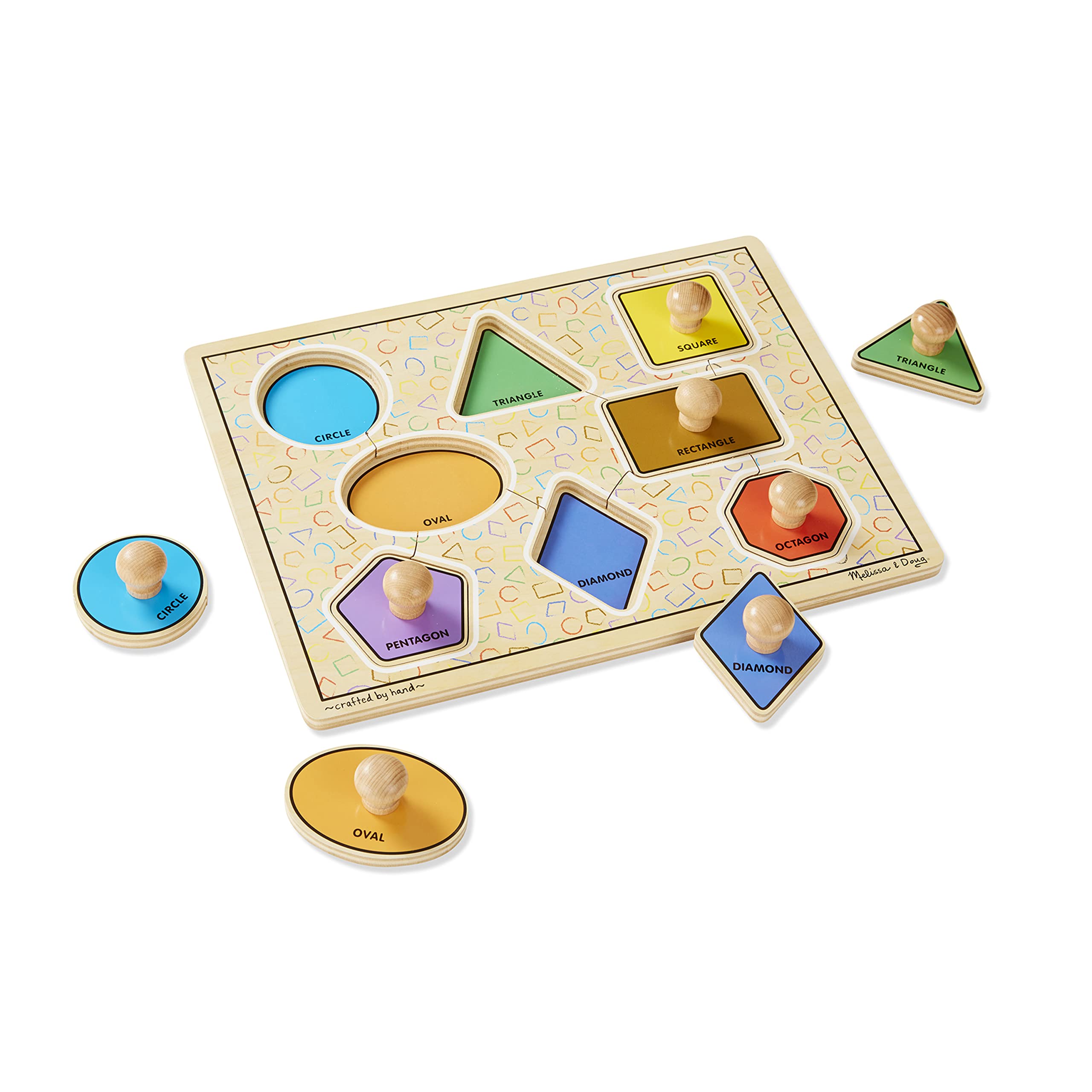 Melissa & Doug Deluxe Jumbo Knob Wooden Puzzle - Geometric Shapes (8 pcs)
