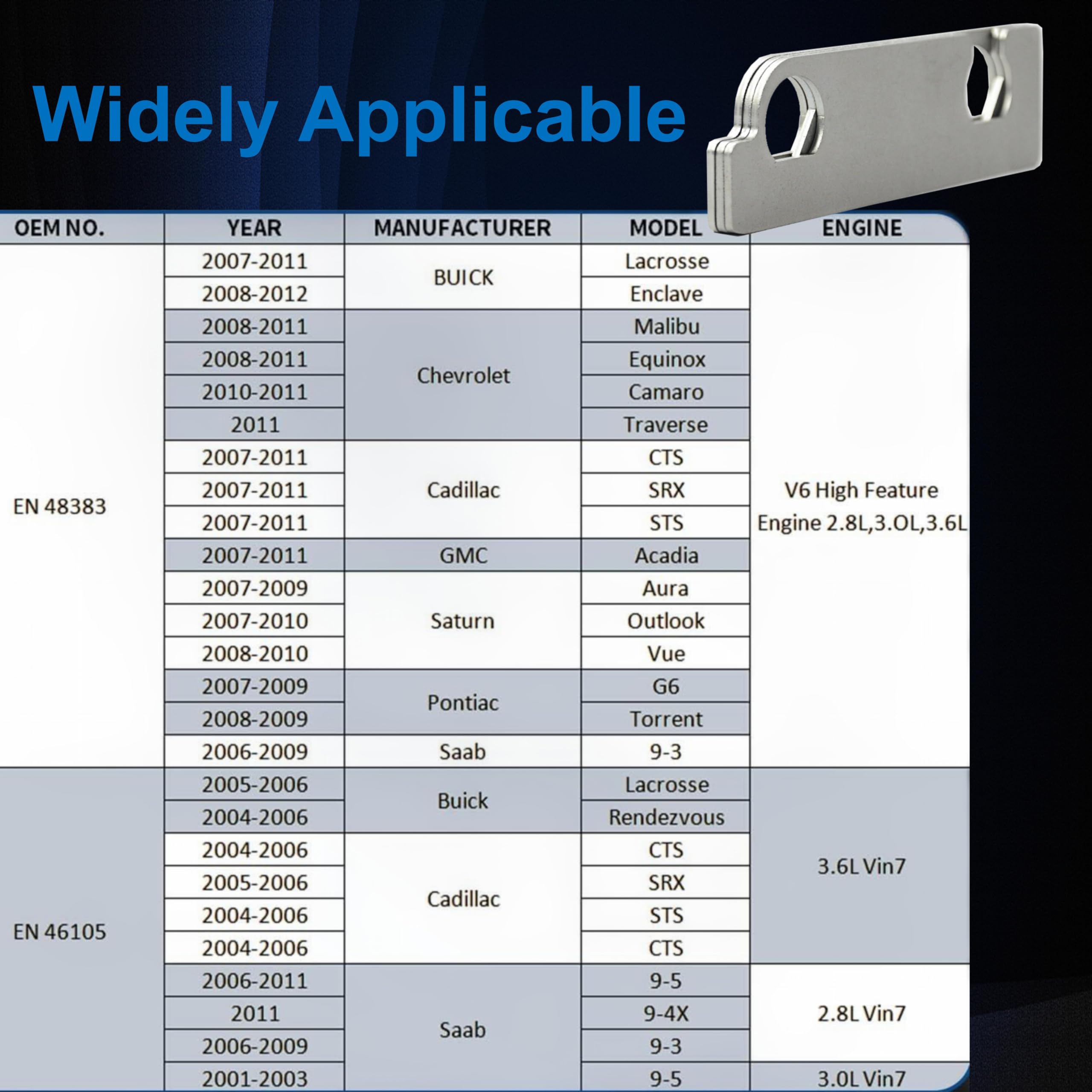 YSSNIUTOOL EN 48383 Camshaft Retaining Tool EN 46105 Compatible with Cadillac Buick Chevrolet Vauxhall Saab Pontiac Equinox Holden Saturn Cam Alignment Holding Kit for V6 2.8L 3.0L 3.6L Engines