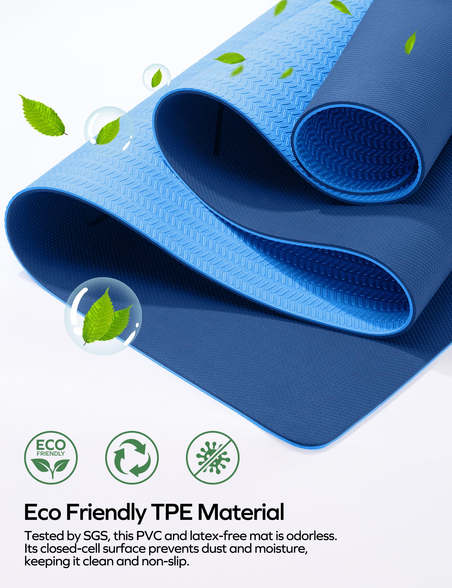 Ewedoos Eco Friendly Yoga Mat with Alignment Marks TPE Yoga Mat Non Slip Hot Yoga Mat Thick 1/4'' Anti-Tear Surfaces Exercise Mats for Home Workout Fitness Pilates