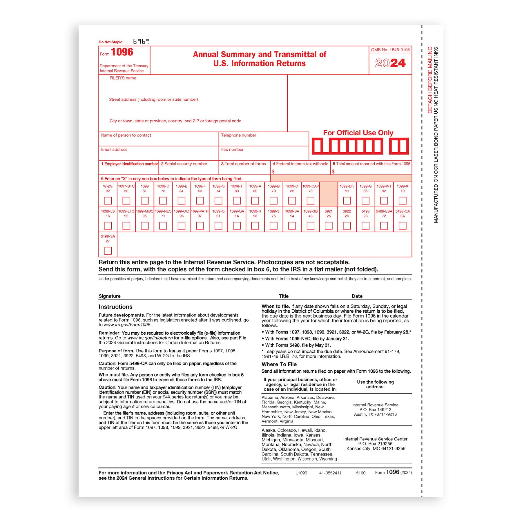 Blue Summit Supplies 1099-NEC 4-Part Tax Form Kit, 2024, Intended for QuickBooks and Accounting Software, 25 Pack, Software and Envelopes NOT Included