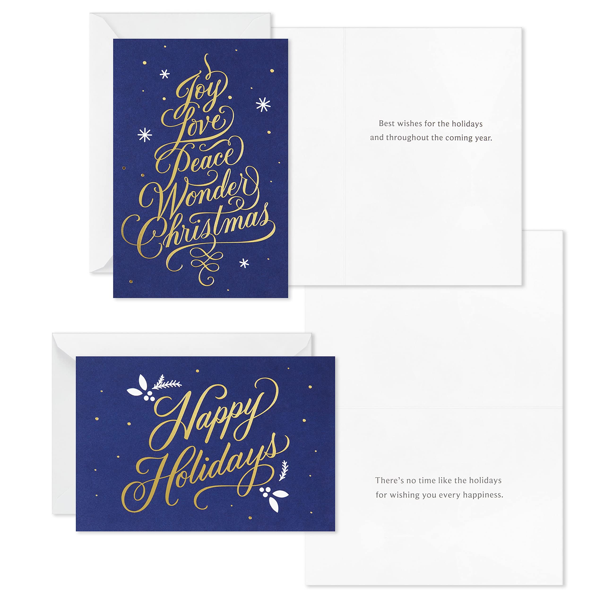 Hallmark Boxed Christmas Cards Assortment, Blue and Gold Holidays (6 Designs, 72 Cards with Envelopes)