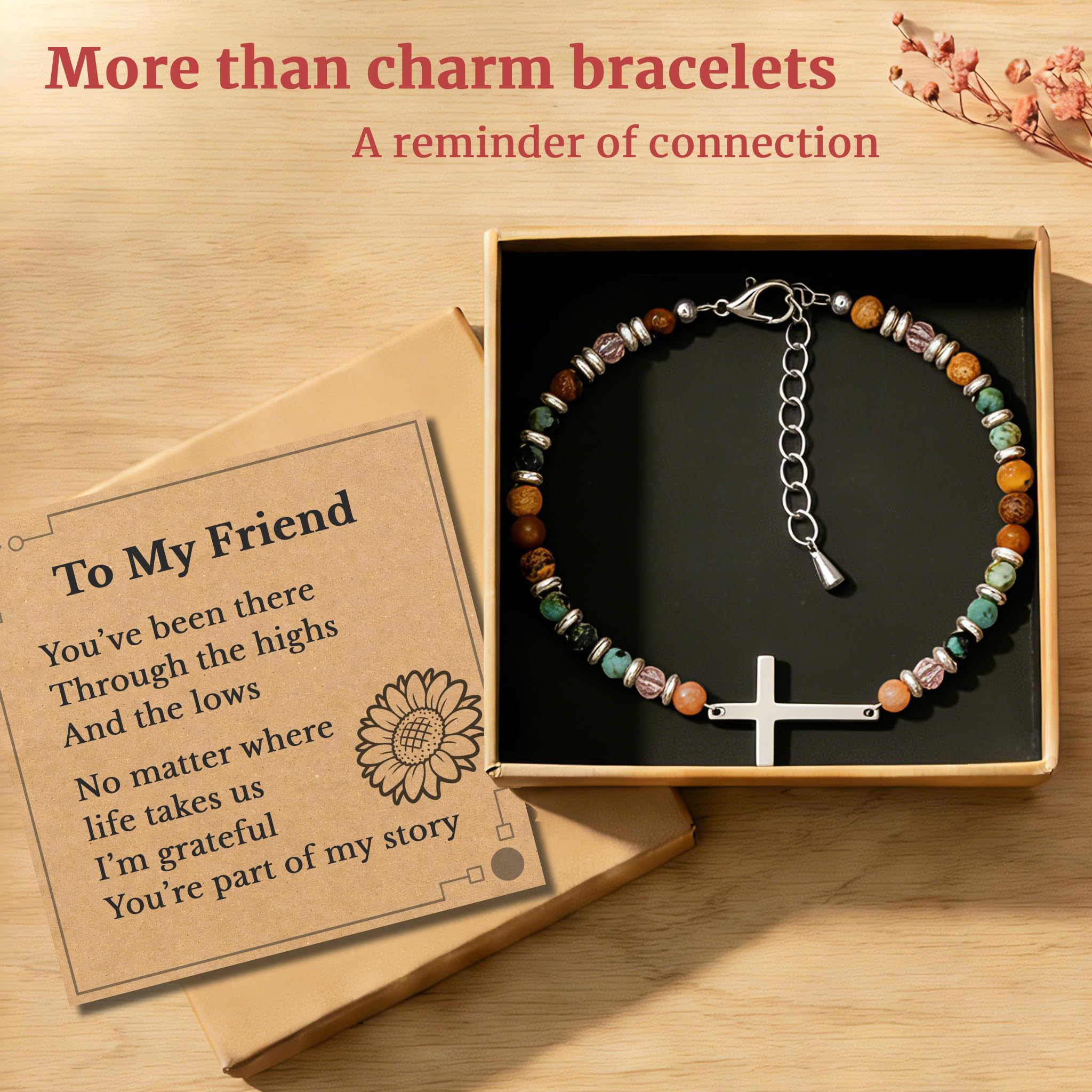 Friendship Cross Bracelet for Women, Meaningful Christian Jewelry Gift for Best Friend, BFF or Sister, Adjustable Inspirational Bracelet for Birthday, Christmas & Everyday Gifting (Best Friend)