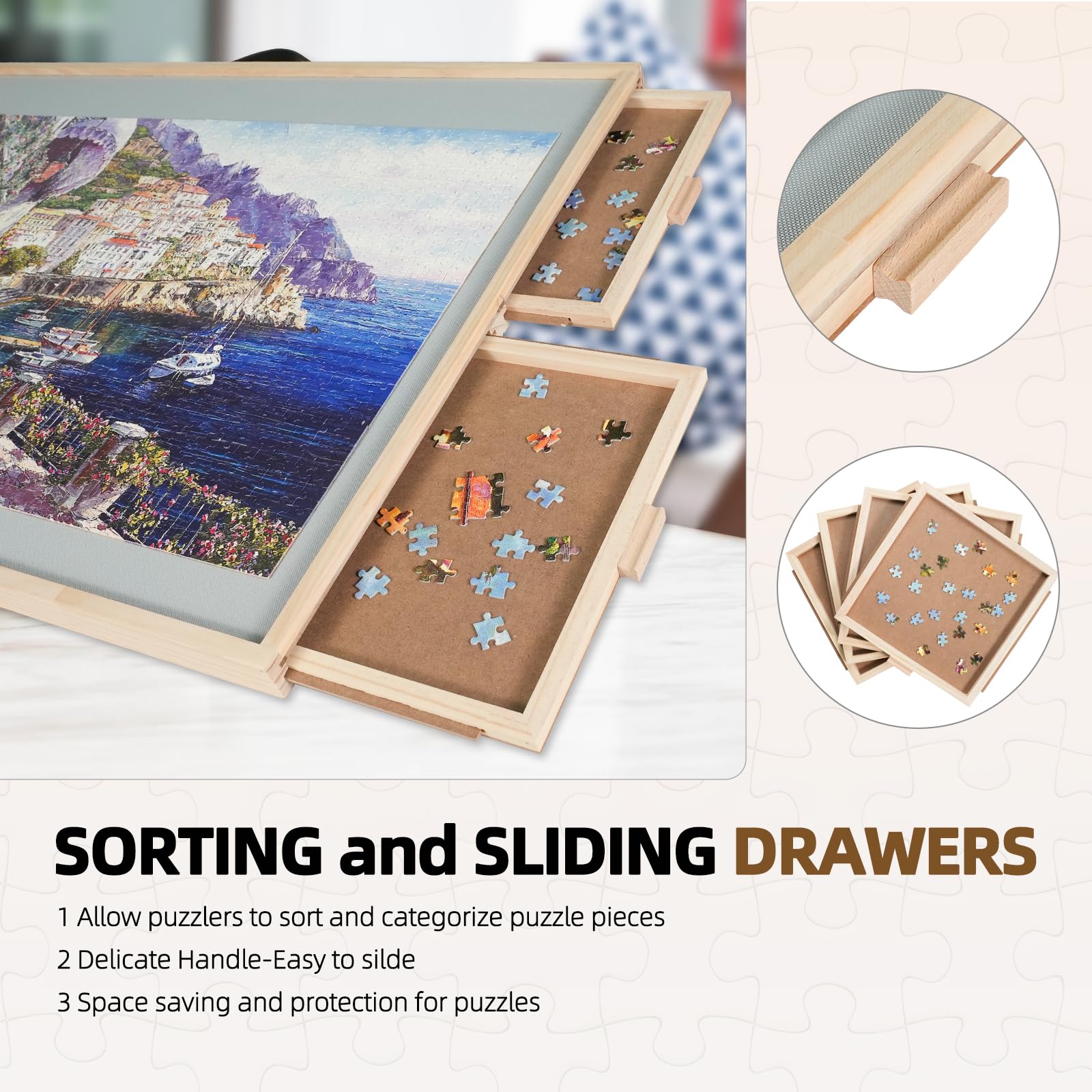 ALL4JIG 2-in-1 Tilting & Rotating Puzzle Board for Adults Gifts, Wooden Jigsaw Puzzle Table with 4 Drawers, Portable Puzzle Table with Lazy Susan and Cover, 26.4" x 34.4" for 1500 Pieces