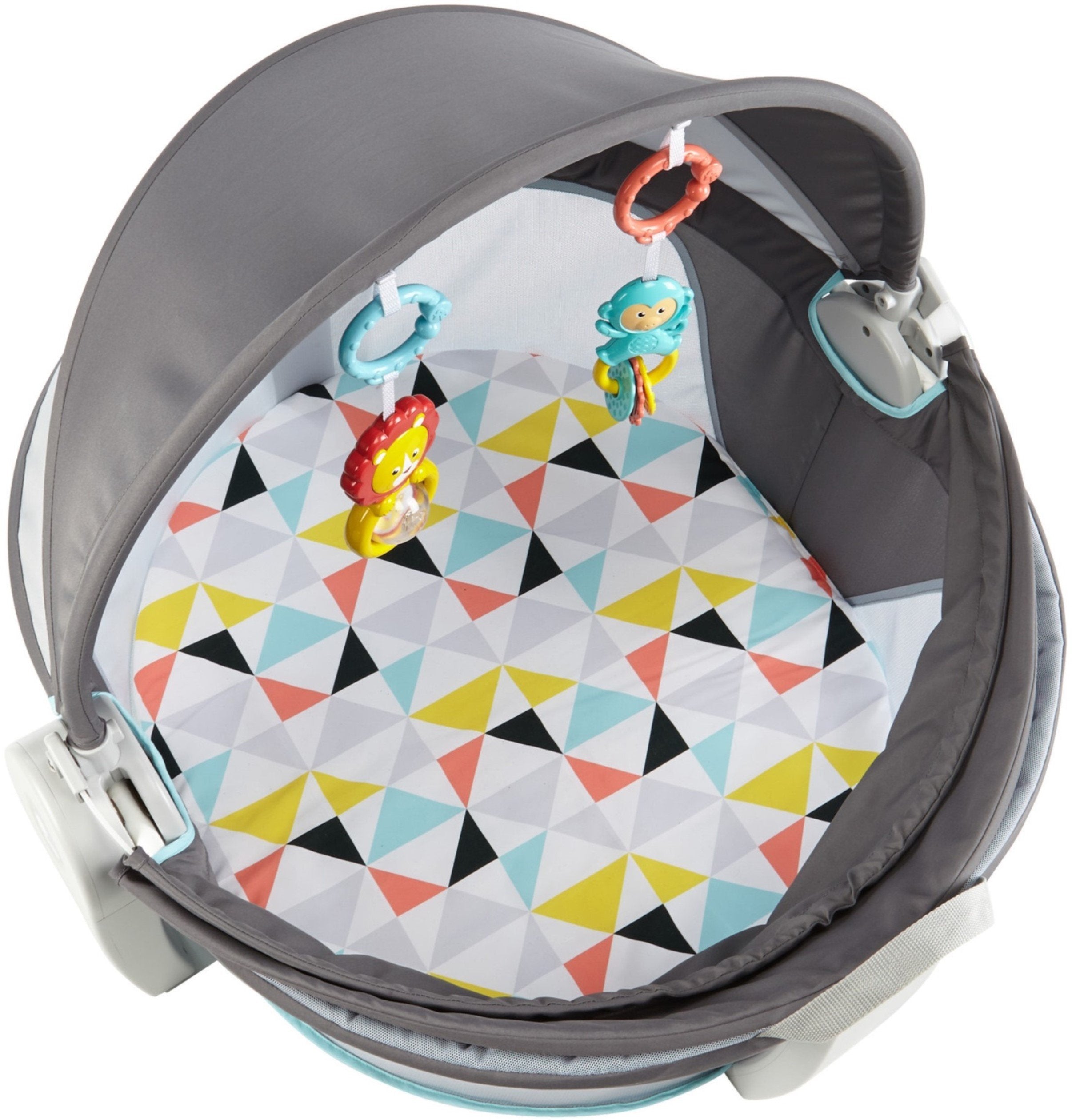 Fisher-Price Portable Bassinet On-The-Go Baby Dome, Travel Play Space with Developmental Newborn Toys & Canopy, Windmill