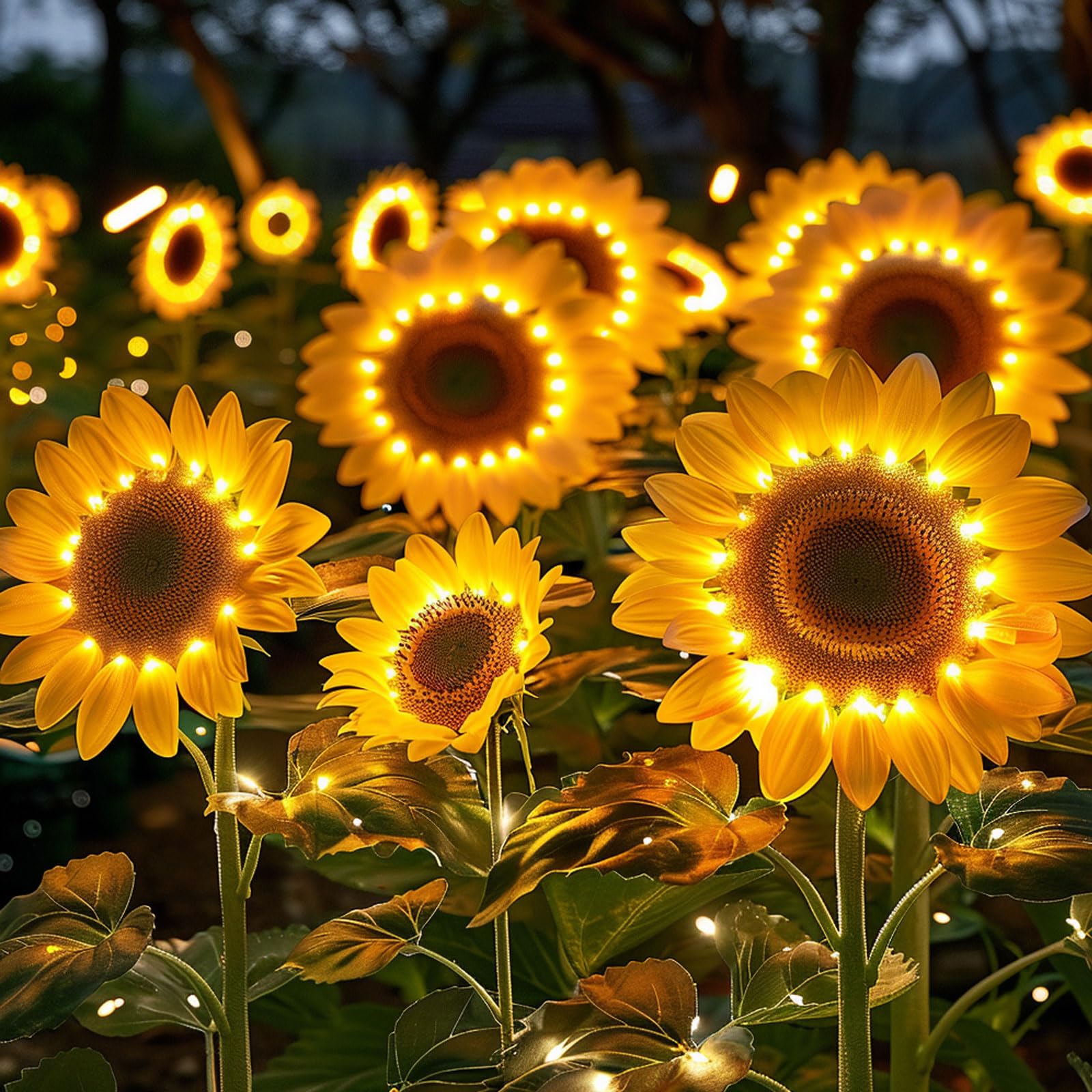 Solar Lights for Outside Garden Decor: 3 Pack Sunflower Solar Garden Lights Outdoor Waterproof, Solar Lights with 9 Sunflower Lights, Auto ON/Off Solar Decorative Lights for Garden, Patio, Yard