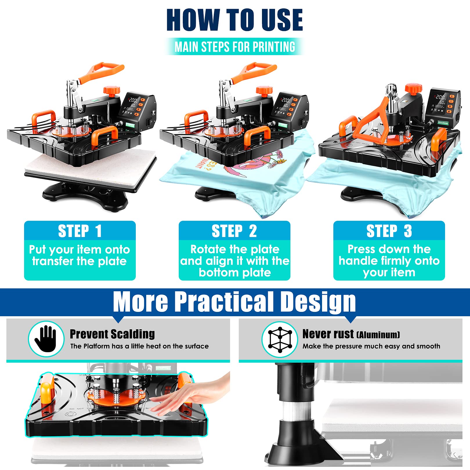 AKEYDIY Upgraded Heat Press Machine 8 in 1 Combo,Digital Multifunction Shirt Press Machine for T Shirts12"X15" Sublimation Machine 360-Degree Swing Away Dual-Tube Heating for DIY T-Shirts Cap & Mugs