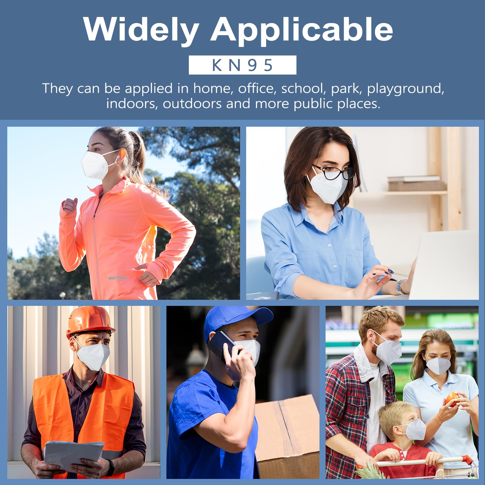 HUHETA 50 Packs KN95 Face Mask,5-Ply Breathable & Comfortable Filter Safety Mask (White)