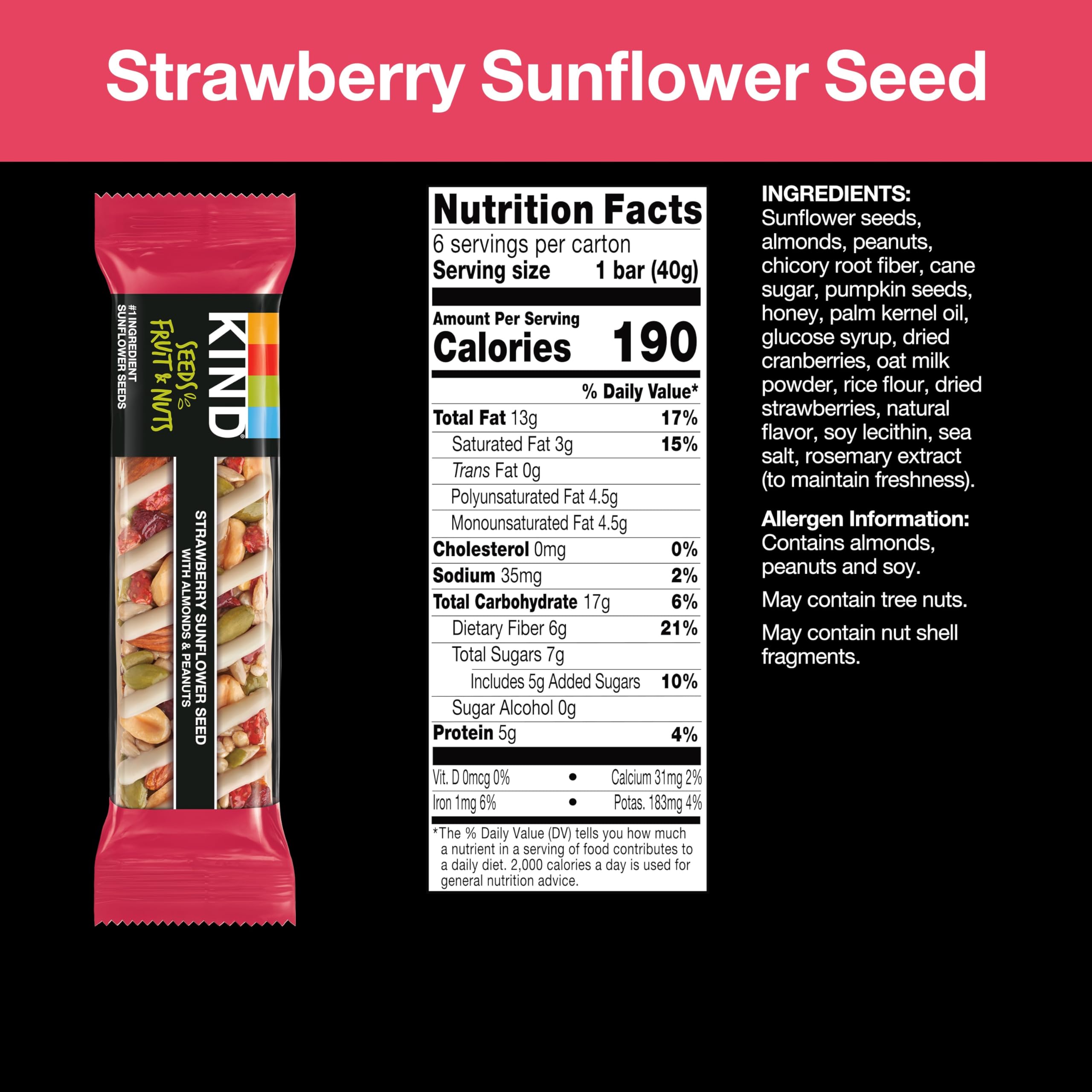 KIND® Bars Seeds, Fruit and Nuts 18ct Variety Pack (Strawberry, Dark Chocolate Raspberry and Orange Cranberry), Good Source of Fiber, Gluten Free Snack Bars