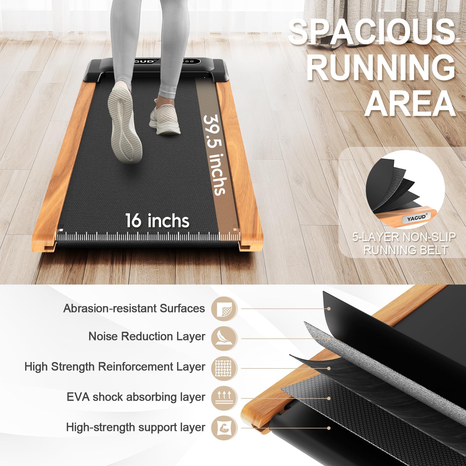 Walking Pad, Walking Pad Treadmill for Home Office, Portable Under Desk Treadmill with Remote Control and LED Display, Walking Jogging Running Machine