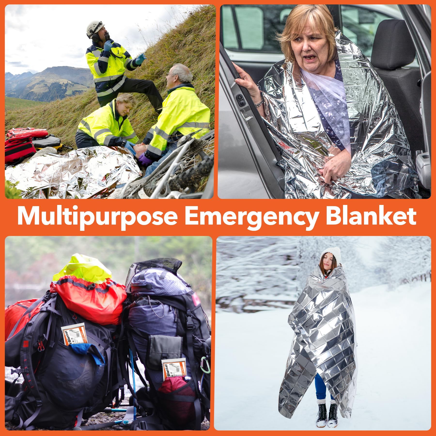 Frocopo 6 Pack Emergency Mylar Blanket, Emergency Blanket Space Blanket Survival Rescue Insulating Reflective foil kit Outdoors Hiking Camping Blanket Perfect for Outdoors, Hiking, Camping Survival