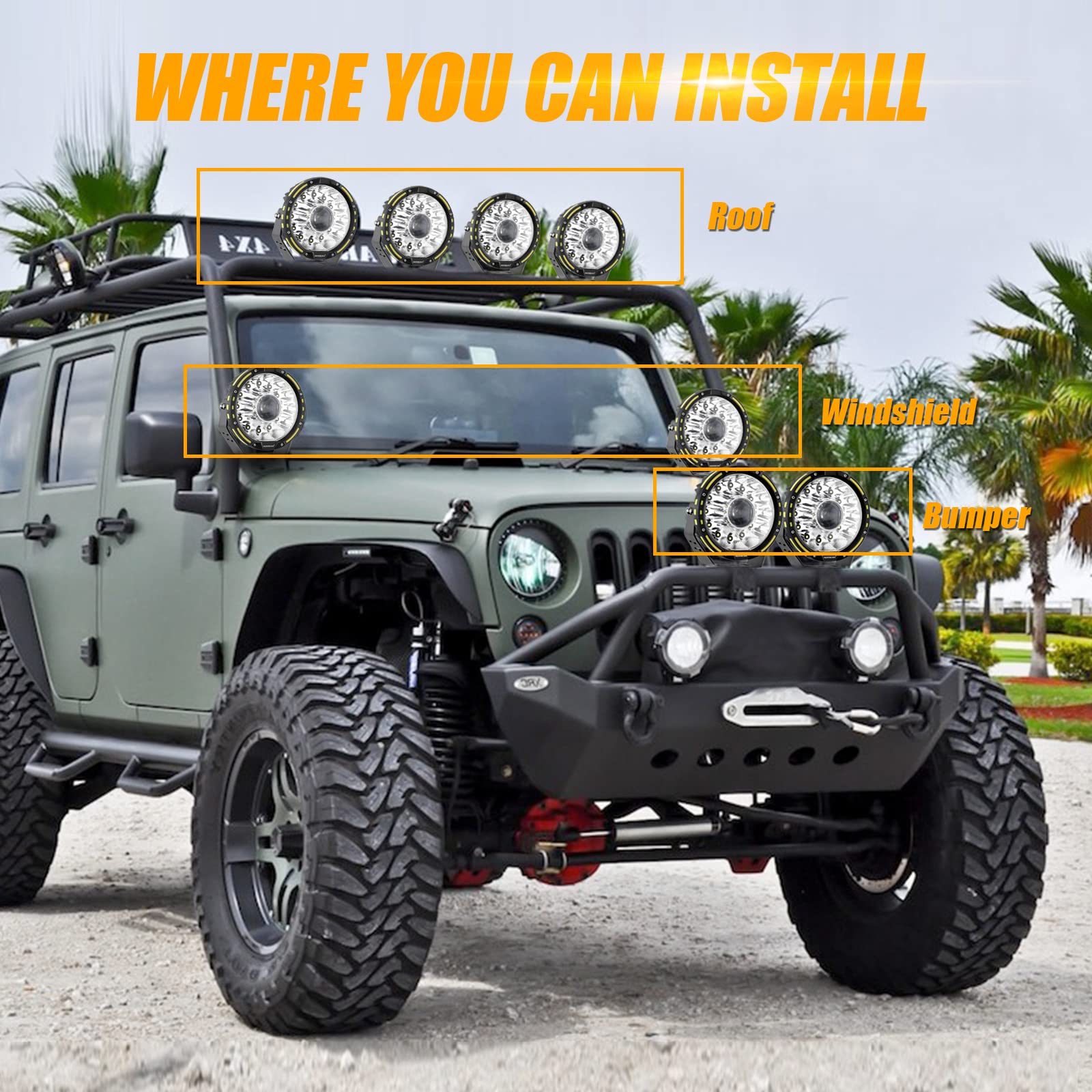 Auxbeam 7 Inch Round Driving Light, 360 Pro Series 33332LM Round LED Offroad Light Bar Spot Flood Combo Beam Ditch Lights Universal Auxiliary Spotlight for Truck Jeep ATV UTV, 2 Years Warranty