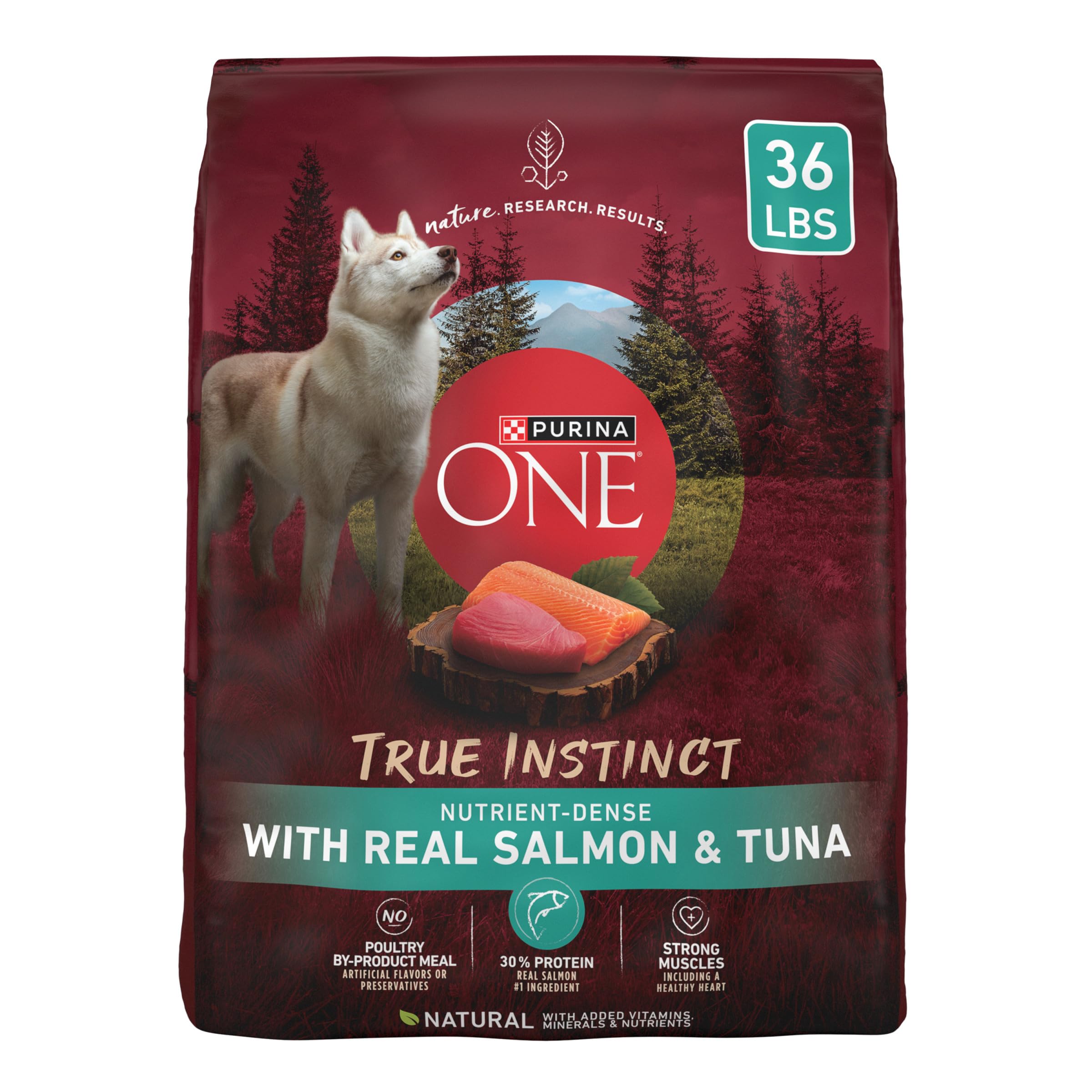 Purina ONE True Instinct With Real Salmon and Tuna Natural With Added Vitamins, Minerals and Nutrients High Protein Dog Food Dry Formula - 36 lb. Bag