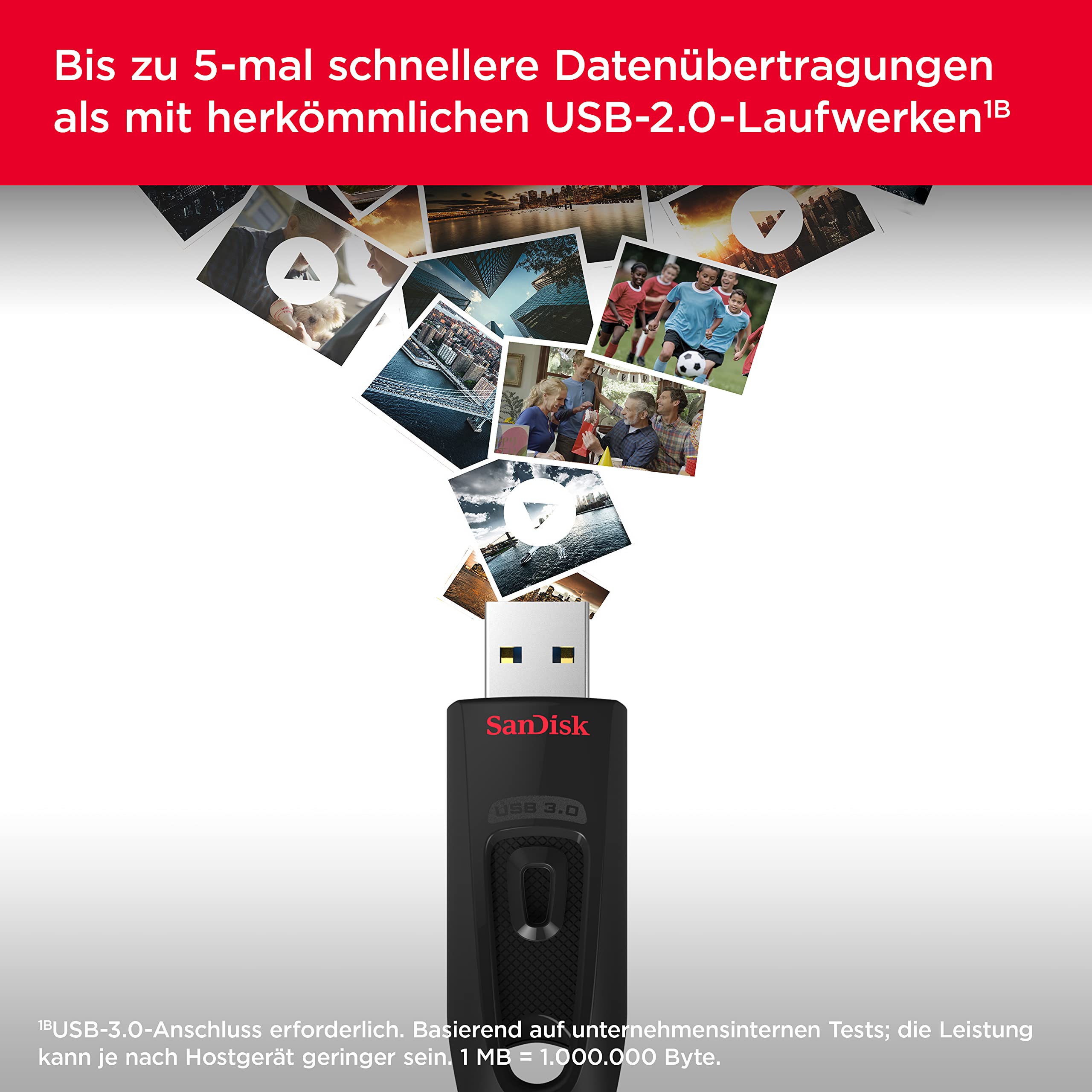 SANDISK 32GB 3-Pack Ultra USB 3.0 Flash Drive 32GB (Pack of 3) - SDCZ48-032G-GAM46T, Black