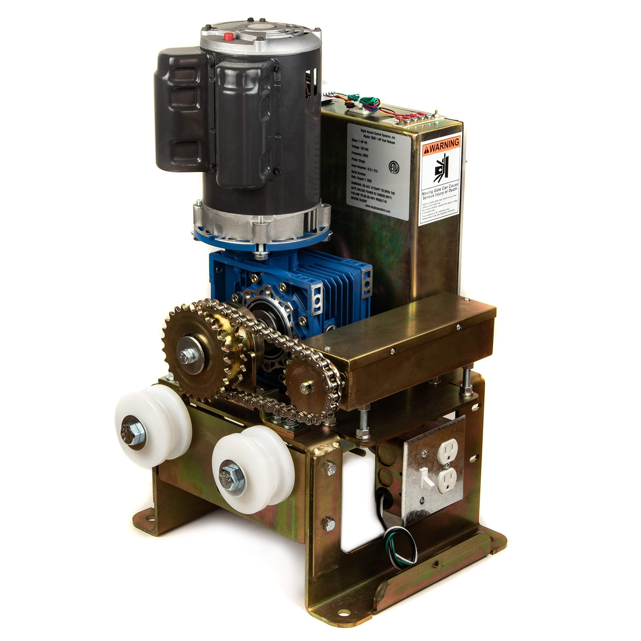 Eagle-2000-FR-1HP Slide Gate Opener 45' & 2000 lbs Gate Capacity Free 2 Remotes, Receiver and EG111 Monitored Photo Eye Included