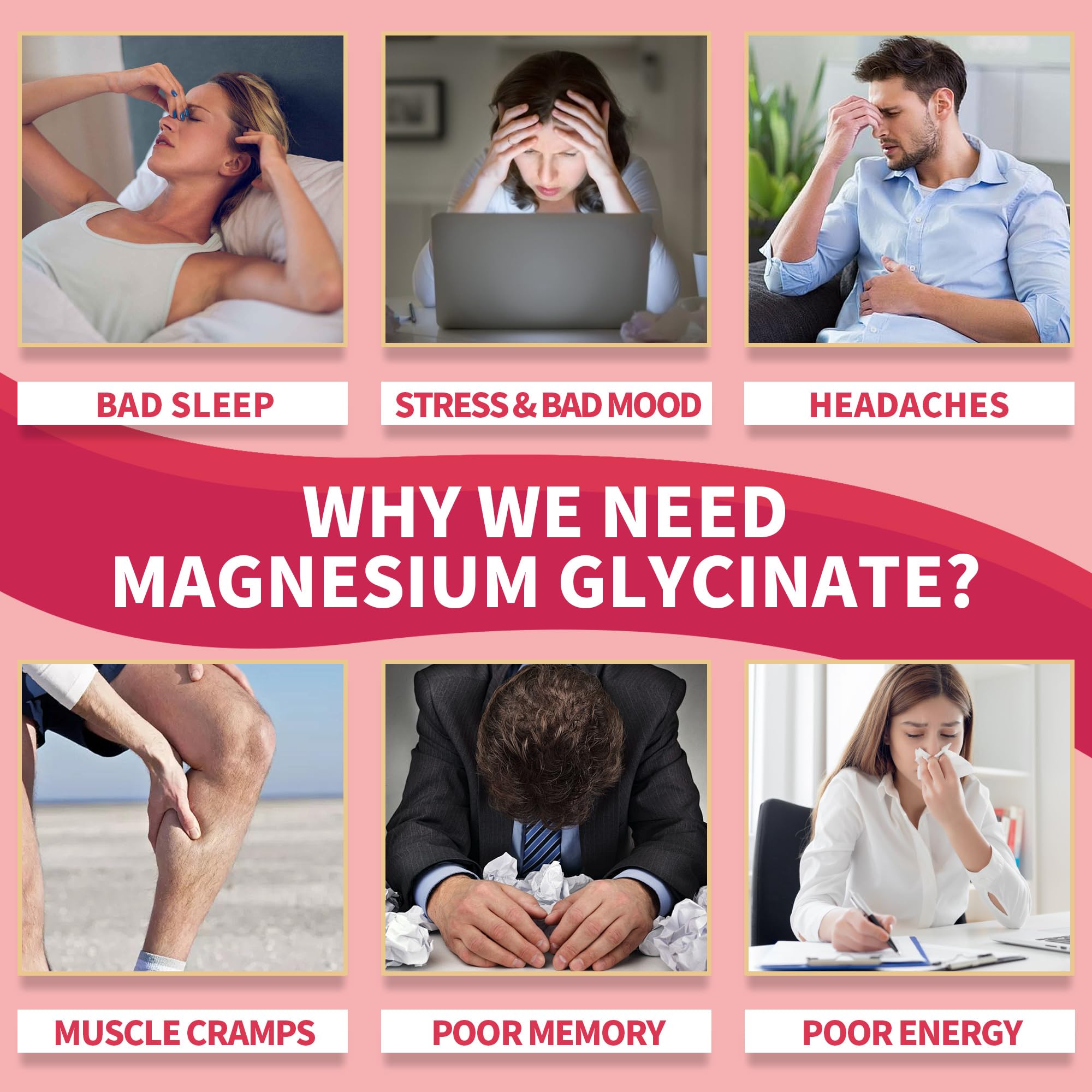 Magnesium Glycinate Gummies 400mg, Sugar Free Magnesium Supplement w/Magnesium L-Threonate 200mg, Ashwagandha, Zinc, Vegan Magnesium Glycinate Supplement for Adults - 120 Cherry Gummies