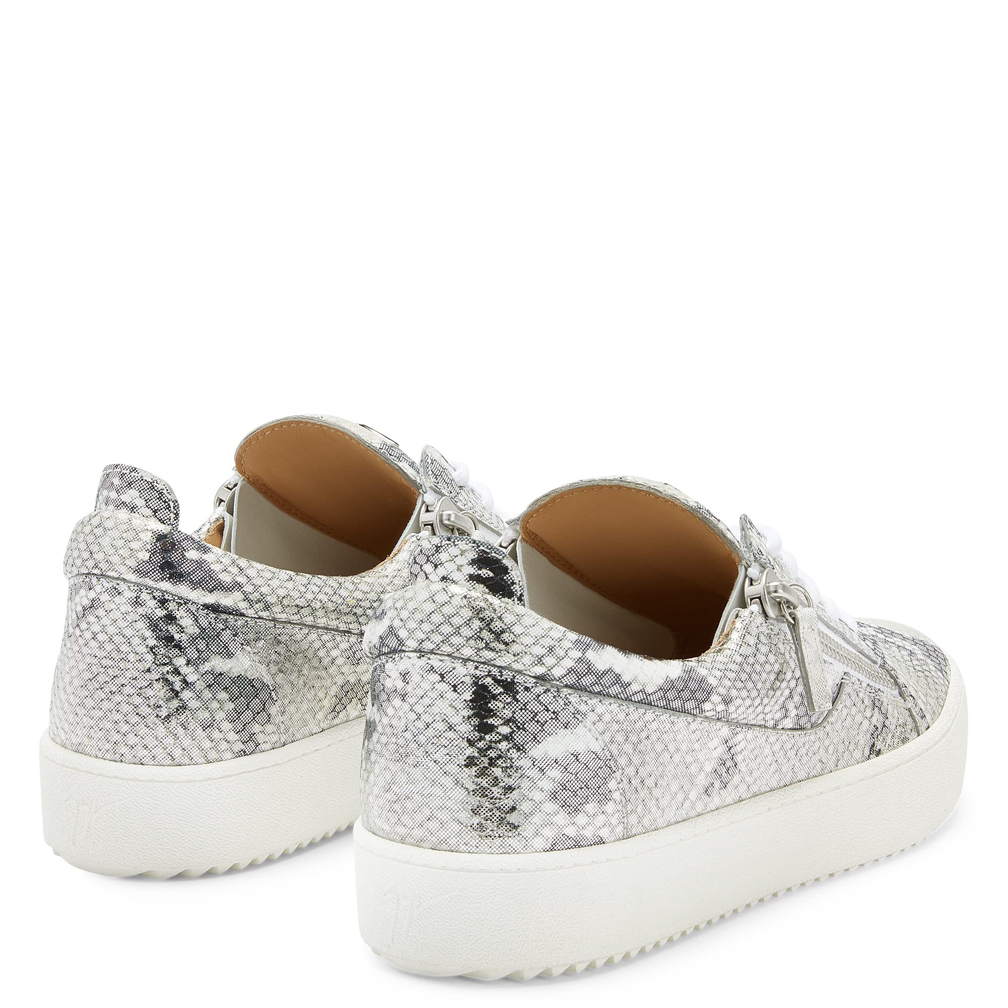 Giuseppe Zanotti, Frankie Reptile-Print Low-Top Sneakers, 12, Silver