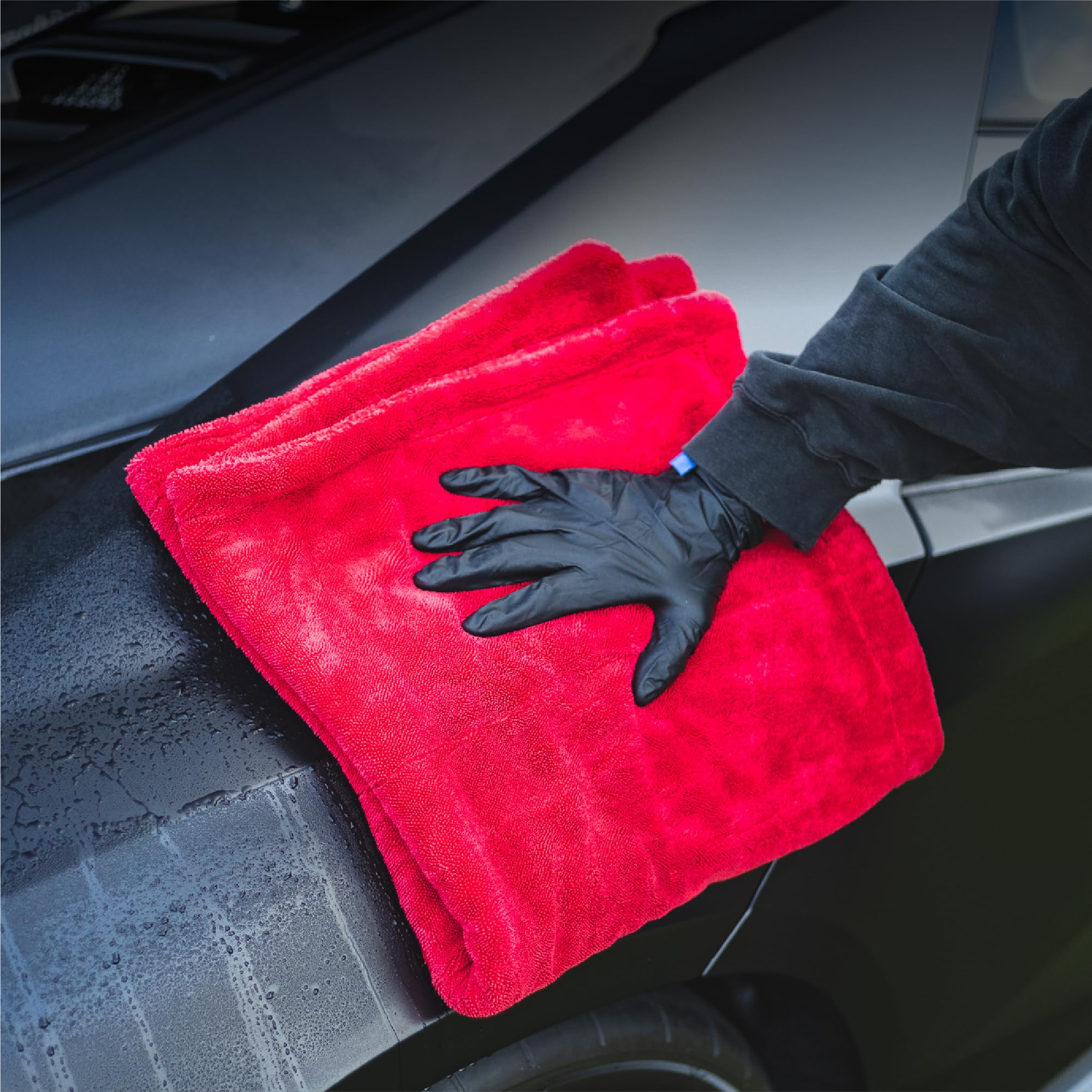 The Rag Company - The 1500 - Heavy Duty Car Drying Towel; Perfect for Trucks, Commercial Vehicles, RVs, Boats, and More; Premium 70/30 Blend Twist Loop Design, 1500gsm, 30in x 30in, Red