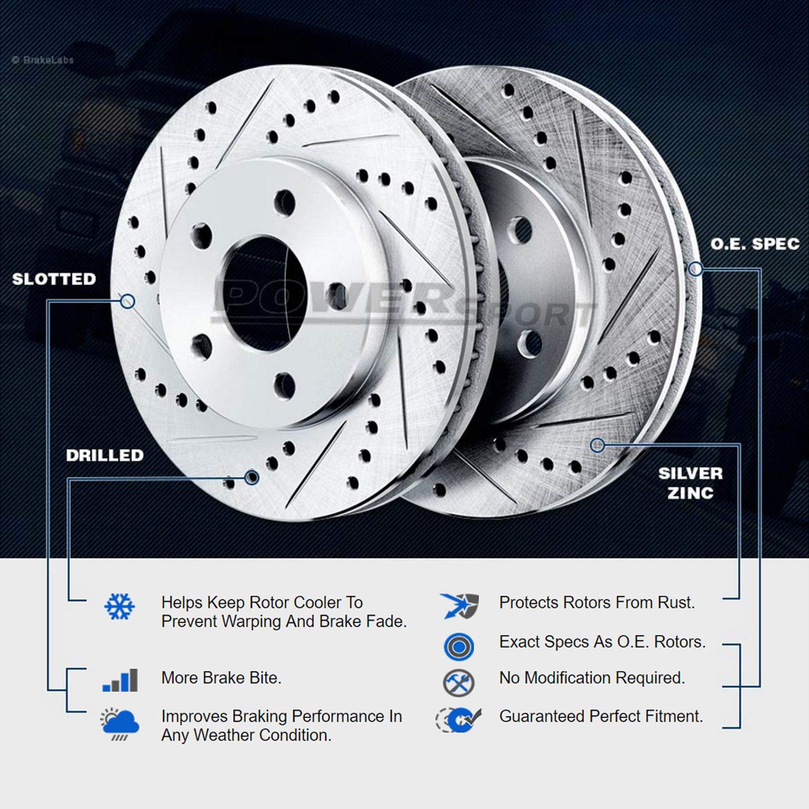 Power Sport Front Rear Brakes and Rotors Kit |Front Rear Brake Pads| Brake Rotors and Pads| Ceramic Brake Pads and Rotors |fits 2011-2017 BMW X3, 2015-2018 BMW X4