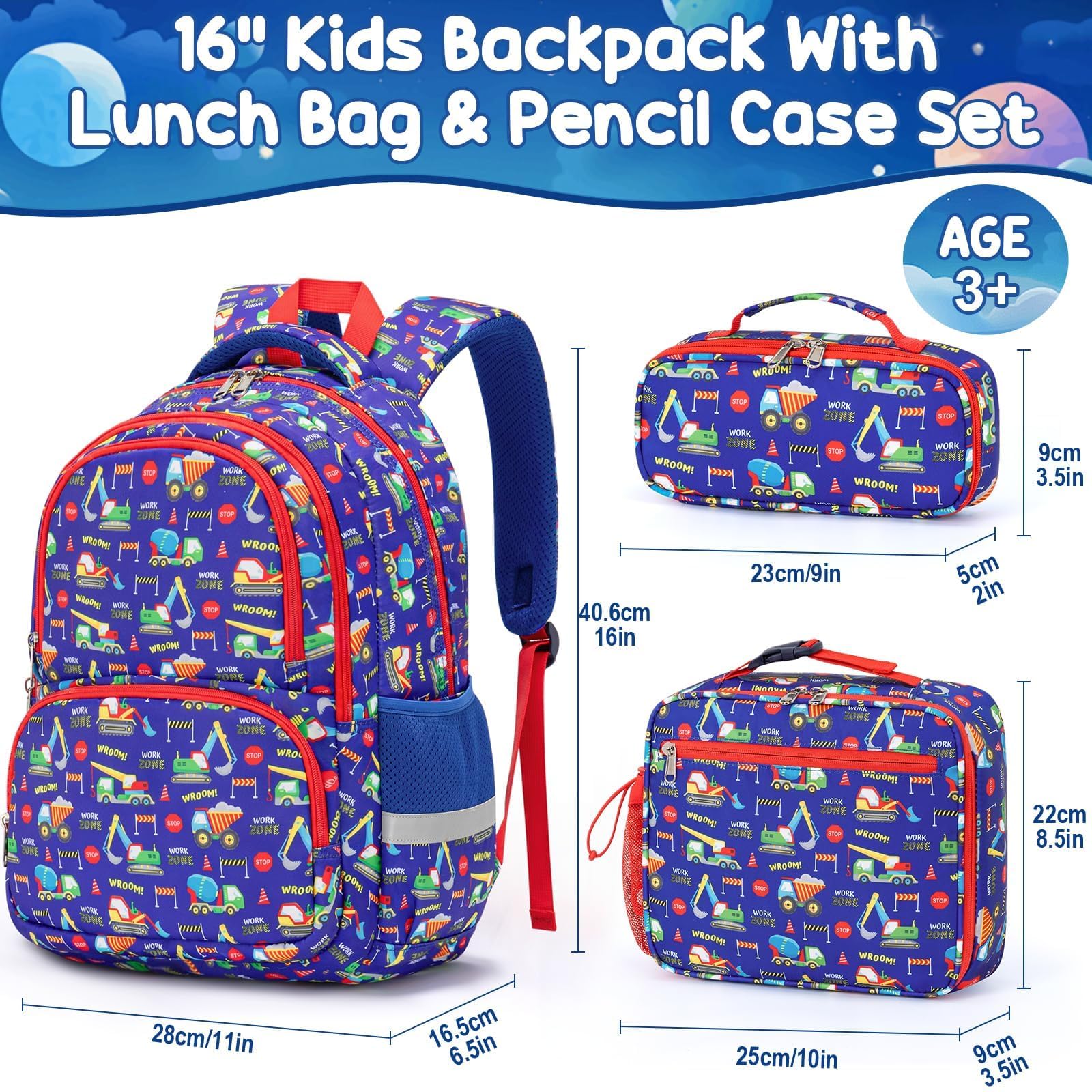 Fimibuke Kid Backpack for School Girl - 3PCS Waterproof Toddler School Bag Cute Bookbag Set with Lunch Box & Pencil Case for Preschool Kindergarten Elementary Back to School Student Ages 3-12, Rainbow