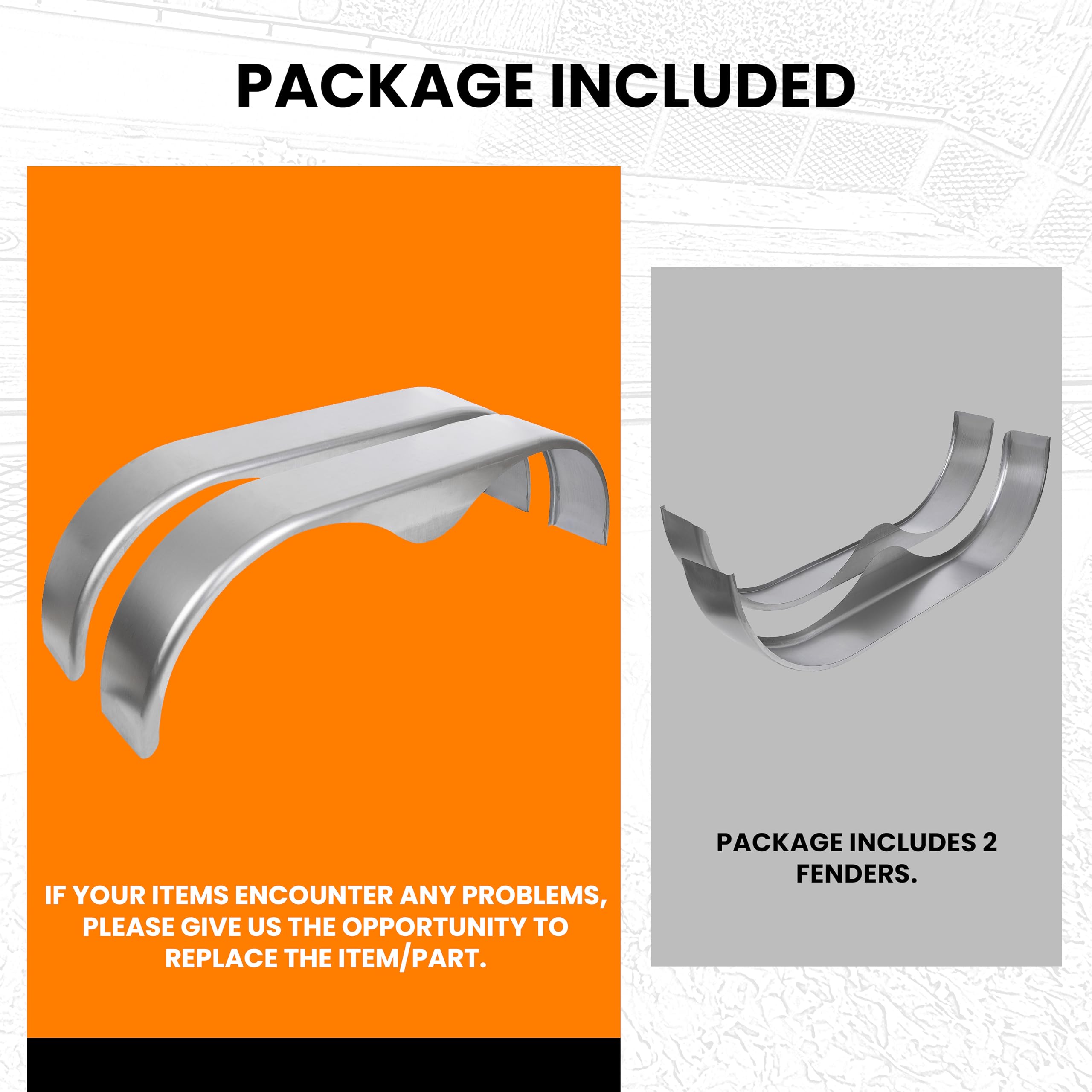 ECOTRIC 2Pcs Tandem Trailer Fender Double Axle Compatible with 13-15 Inch Wheels Teardrop Pair Enclosed Trailers 9" x 66" x 19.5" - Cold Rolled Steel