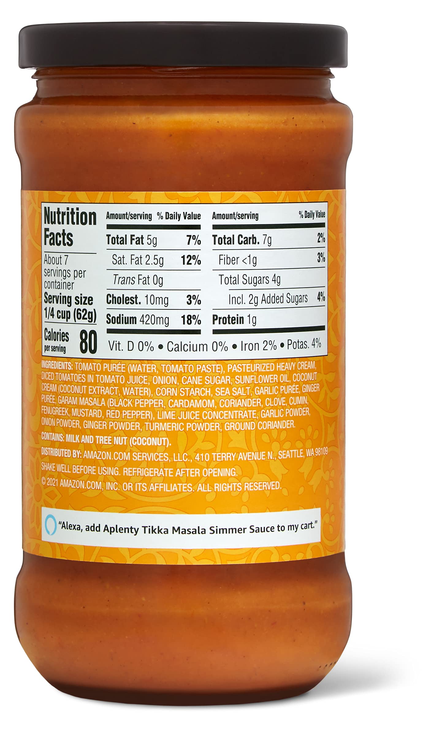 Amazon Brand - Aplenty, Tikka Masala Simmer Sauce, 16 oz