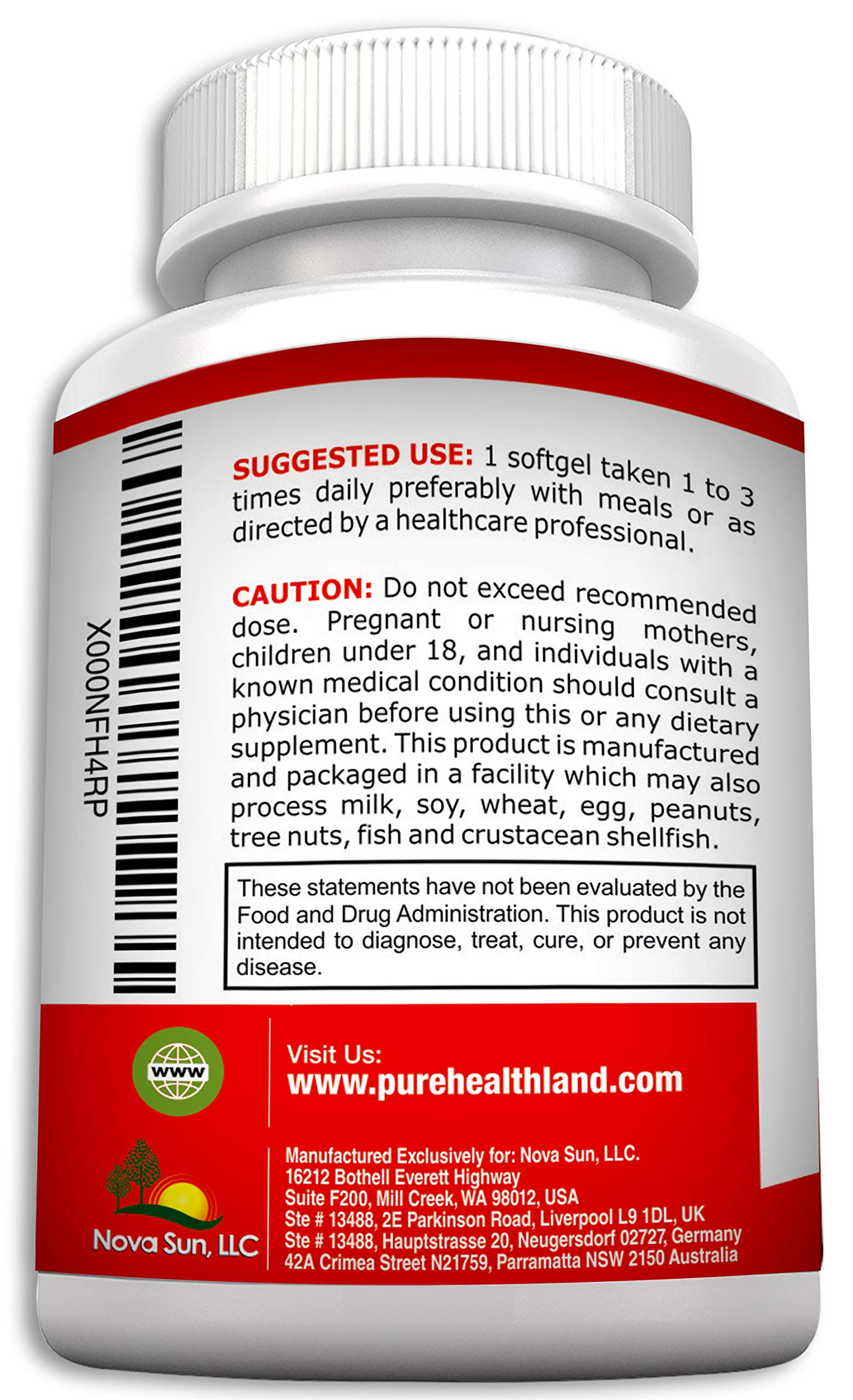 Pure Healthland Non GMO Cranberry Concentrate Supplement Pills for Urinary Tract Infection UTI. Equals 12600mg Cranberries. Triple Strength for Men and Women, Easy to Swallow Softgels 1 Bottle