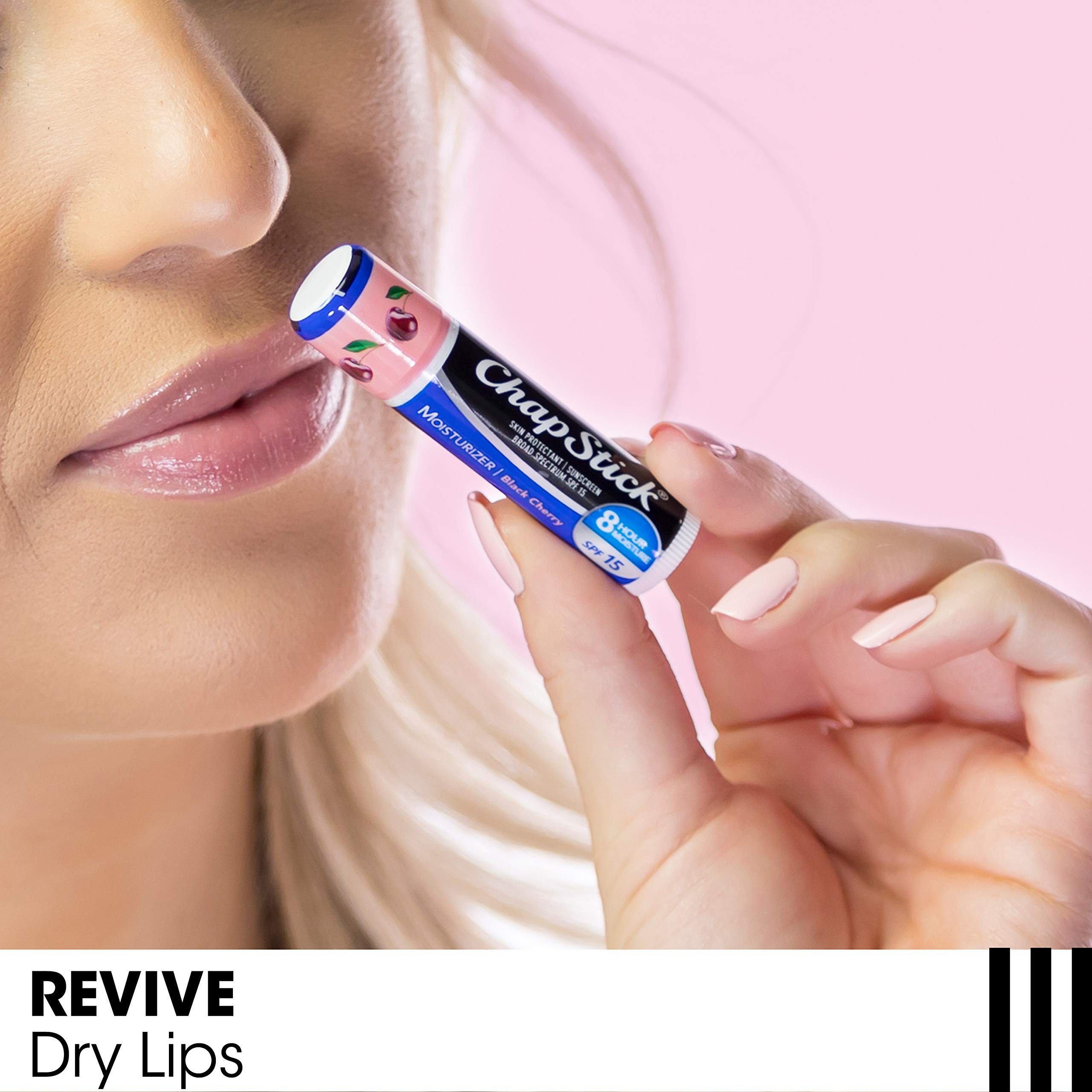 ChapStick Moisturizer 2-in-1 Lipcare SPF 15, Black Cherry, 3-Pack – Sunscreen Lip Balm with Aloe Vera and Vitamin E, 0.15 Oz Ea