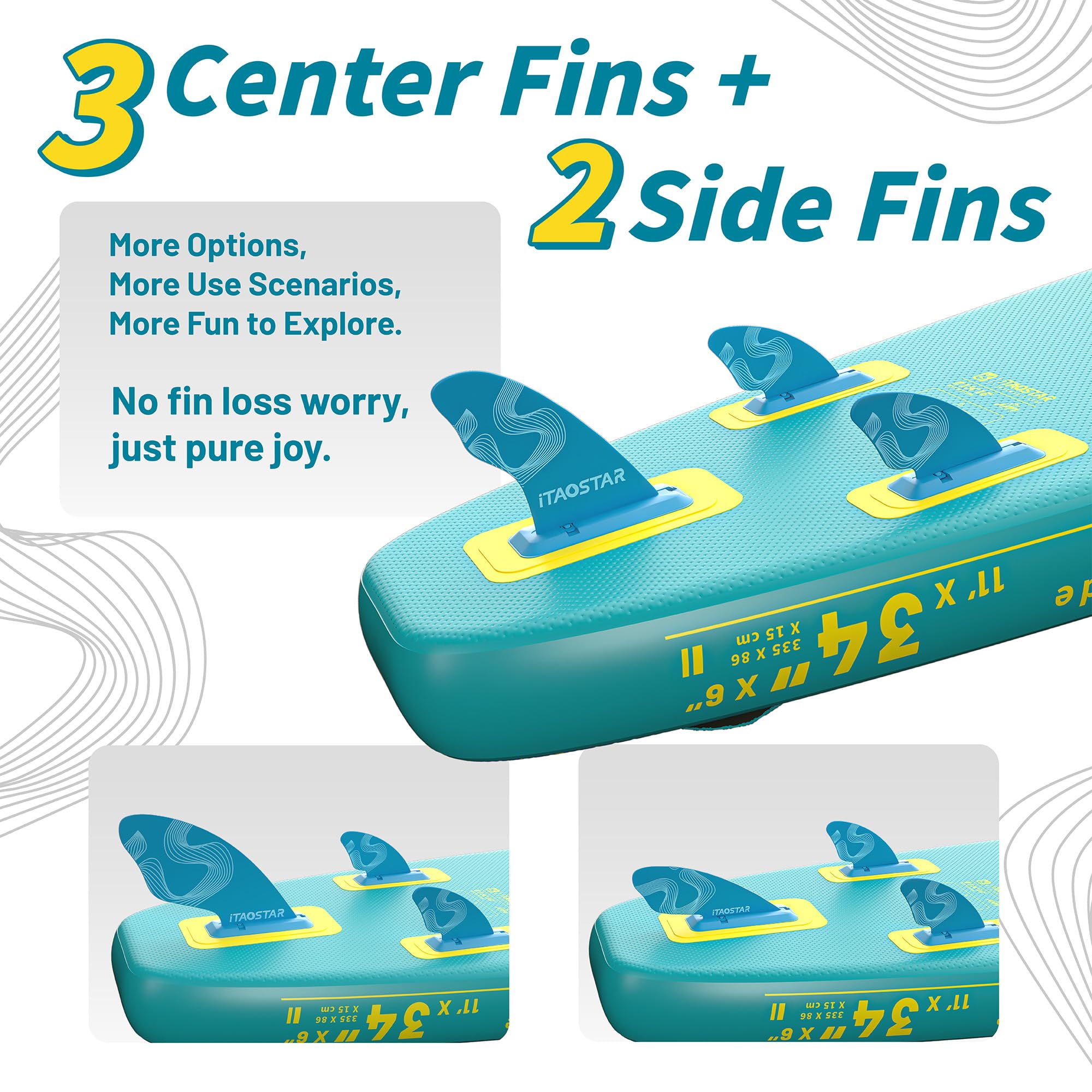 iTAOSTAR Journey J05AS 34" Extra Wide Stand Up Paddle Board, More Balance Inflatable Paddle Board with 5 Fins for Youth，Paddle Boards for Adults of All Skill Levels