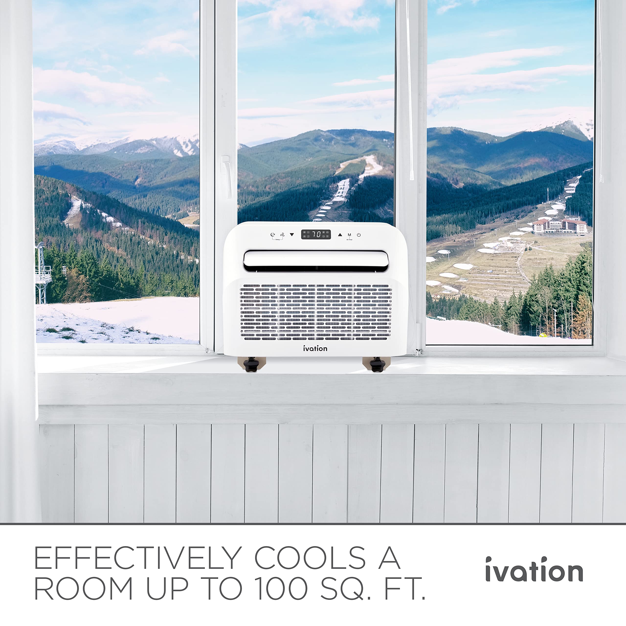 Ivation 6,500 BTU Camper Air Conditioner | Portable Over-the-Window Sill AC, Fan & Dehumidifier for RV, Caravan & Motorhome | Digital Display, Temperature Control, Timer, Sleep Mode, Whisper Quiet