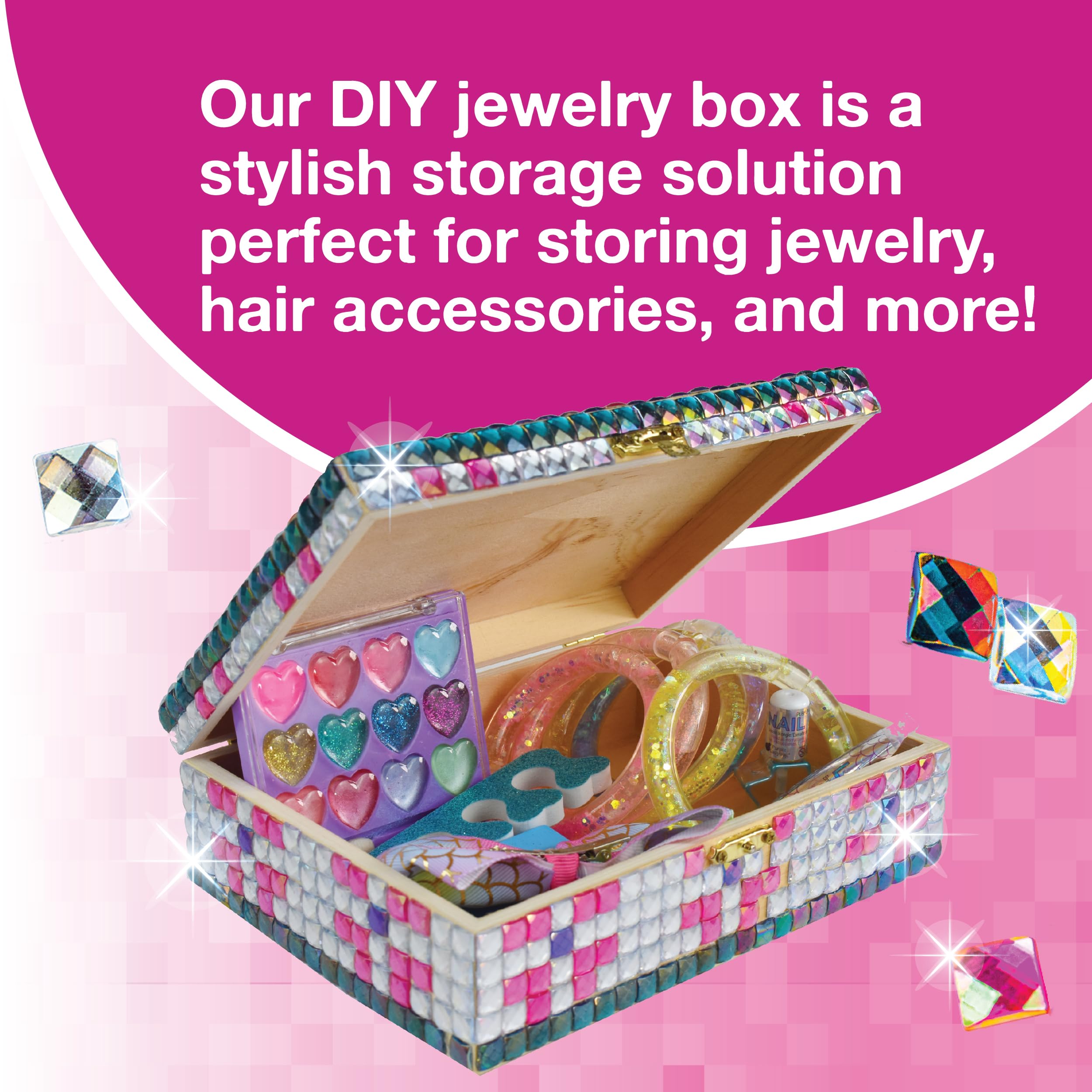 PURPLE LADYBUG DIY Sparkly Girls Jewelry Box for Girls 8-12 Yrs Old - 10 9 8 7 6 Year Old Girl Birthday Gift Idea & Christmas Crafts for Girls 8-12 - Girl Toys 8-10, Arts and Crafts for Kids Ages 6-8