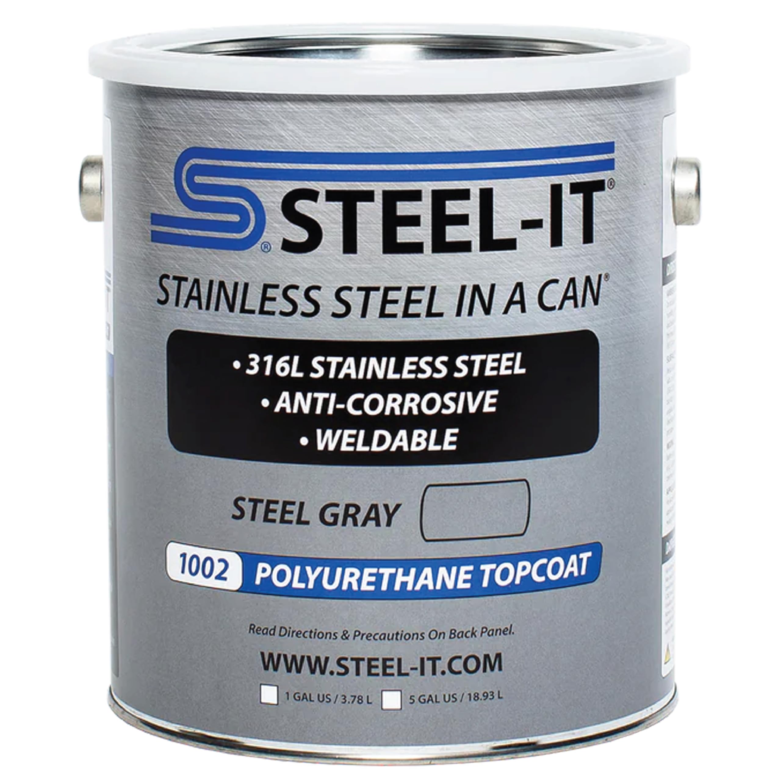 Steel-It 1002G Polyurethane Topcoat, Weldable, Superior Anticorrosion Coating - Steel Gray (1 Gallon)