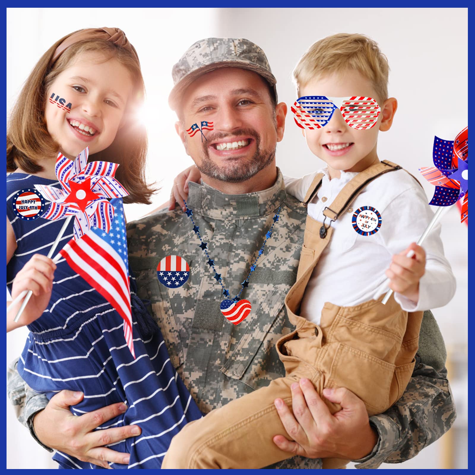 4th of July Accessories, 138Pcs Patriotic Party Favors Supplies Set Fourth of July Decorations Independence Day Celebrations Memorial Day Decor Classroom Prizes for kids