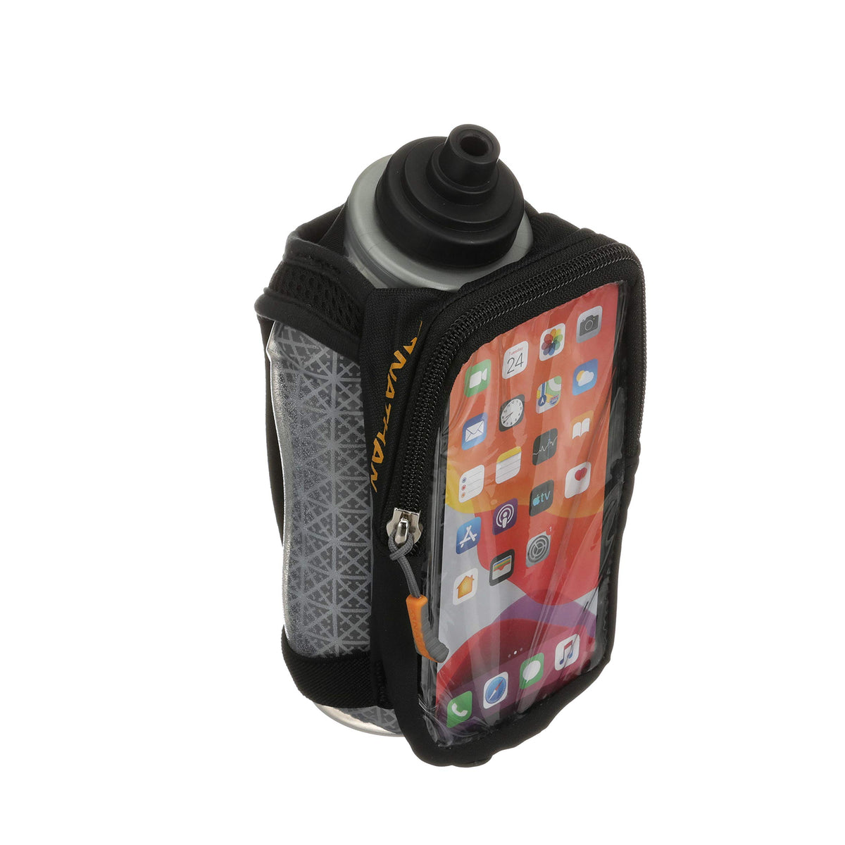 Nathan SpeedView Flask, Handheld Water Bottle & Phone Case Holder, Insulated for Running & Walking, 18oz