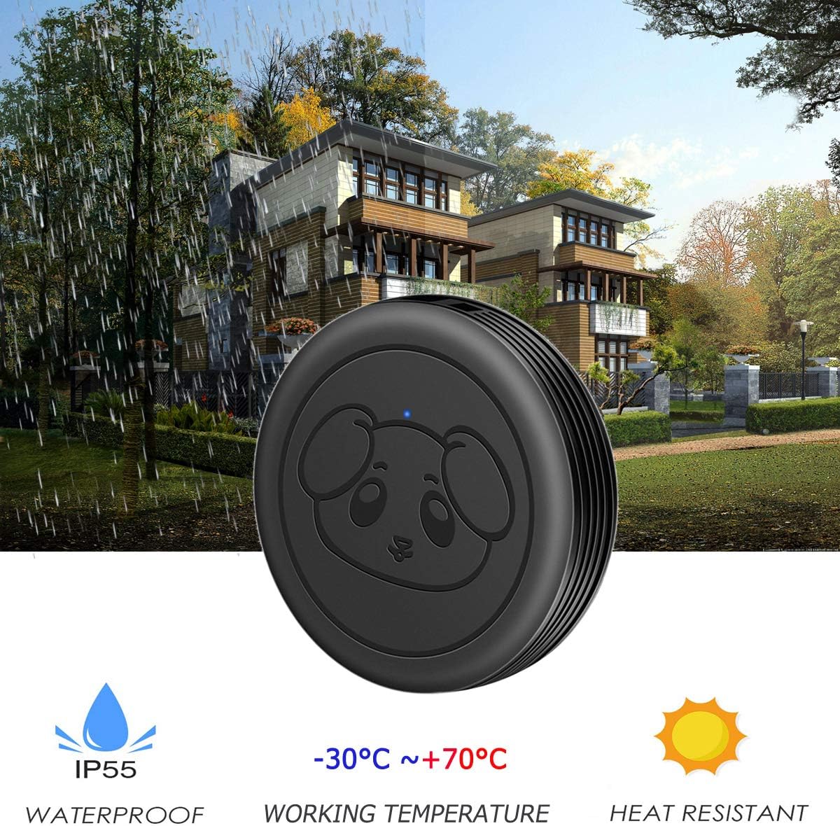 EverNary Dog Door Bell,Smart Wireless Dog Doorbells for Potty Training, Dog Bells with Waterproof Touch Button, Door Bell for Dogs to Go Outside (1 Receiver and 1 Transmitter), Black