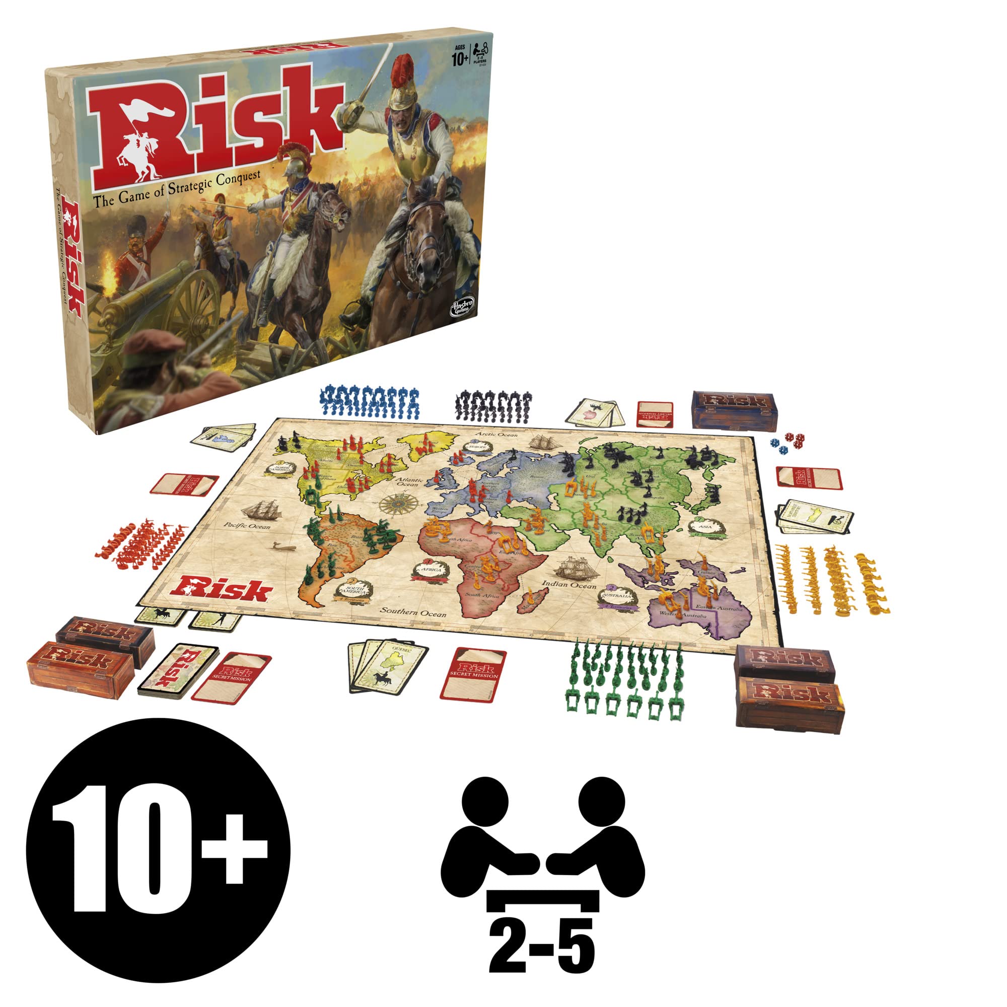 Risk Board Game, Strategy Games for 2-5 Players, Strategy Board Games for Teens, Adults, and Family, War Games, Ages 10 and Up