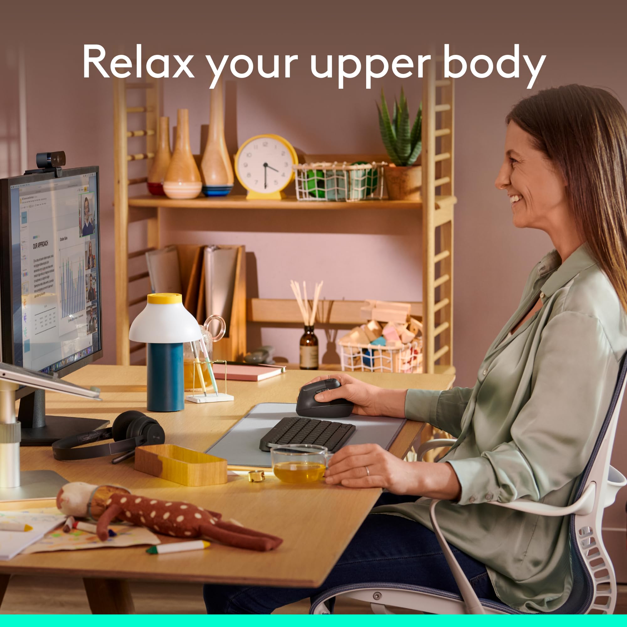 Logitech Lift Vertical Ergonomic Mouse, Wireless, Bluetooth or Logi Bolt USB Receiver, Quiet clicks, 6 Buttons, Compatible with Windows/macOS/iPadOS, Laptop, PC - Graphite