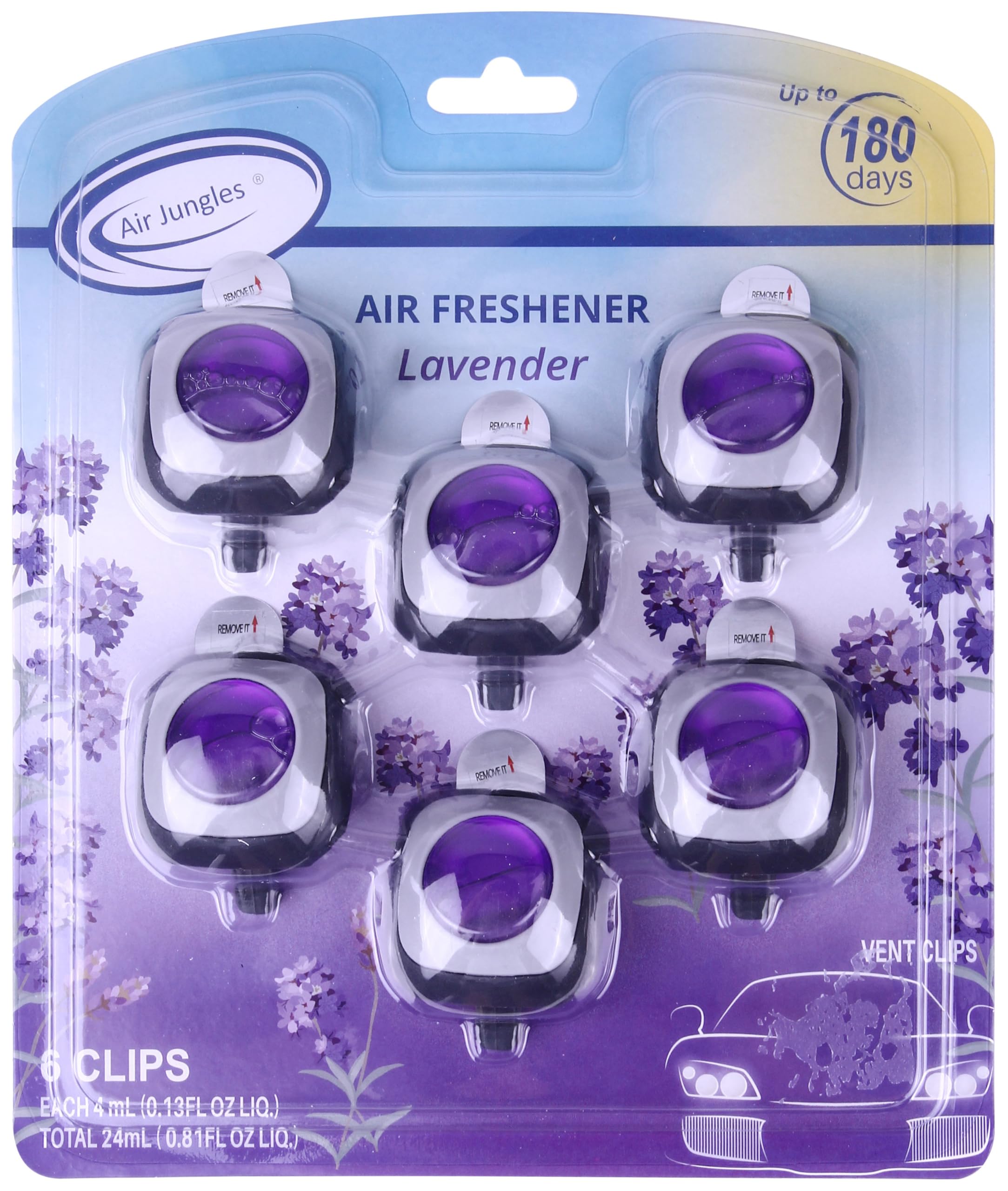 Air Jungles Car Air Freshener Vent Clip 6Pack and Air Freshener Spray 16.9 Fl Oz