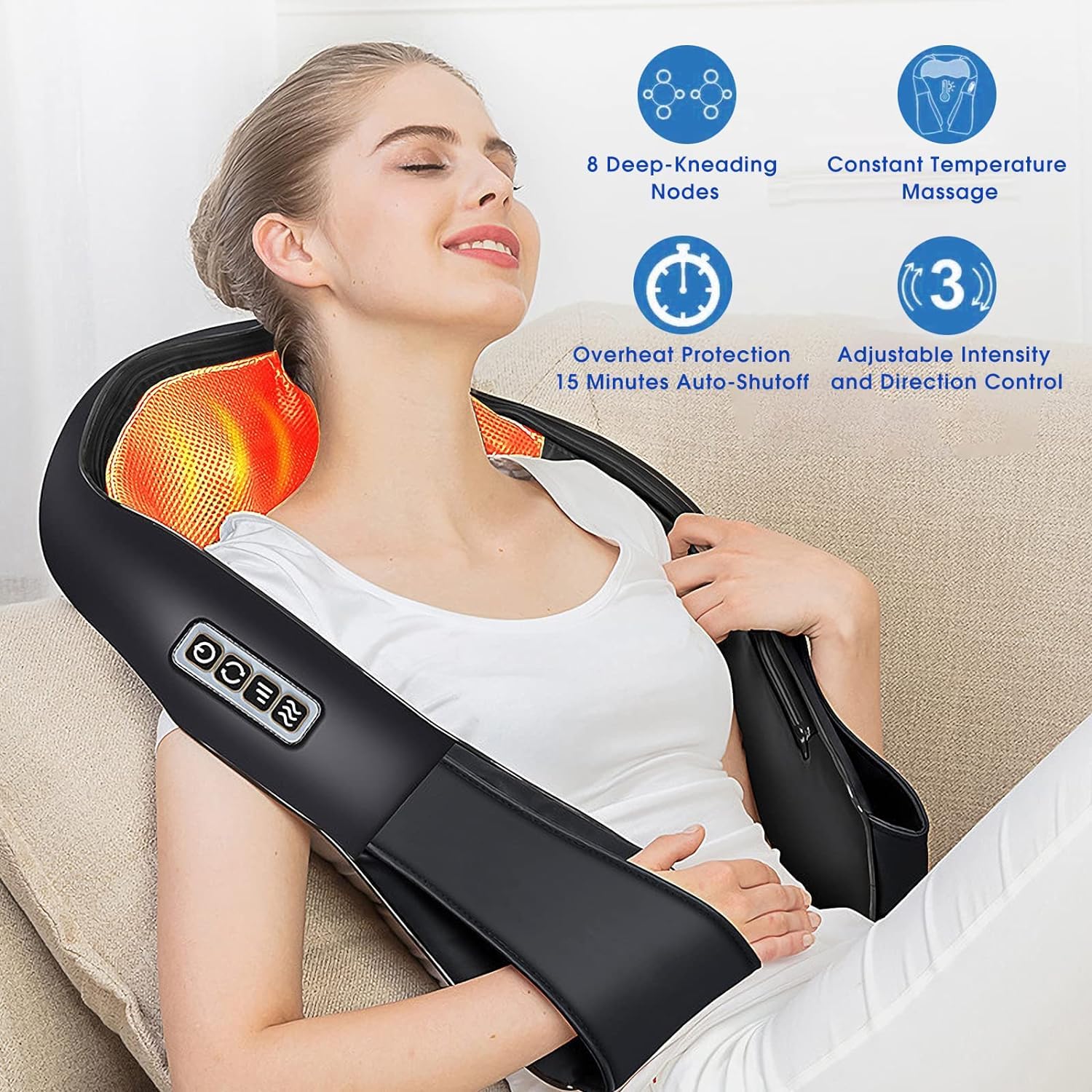 AERLANG Shiatsu Back and Neck Massager, Back Massager Deep Tissue Kneading Massager Neck and Shoulder Massager with Heat, Electric 4D Massage Pillow Fathers Day Dad Gifts from Daughter(NOT Cordless)