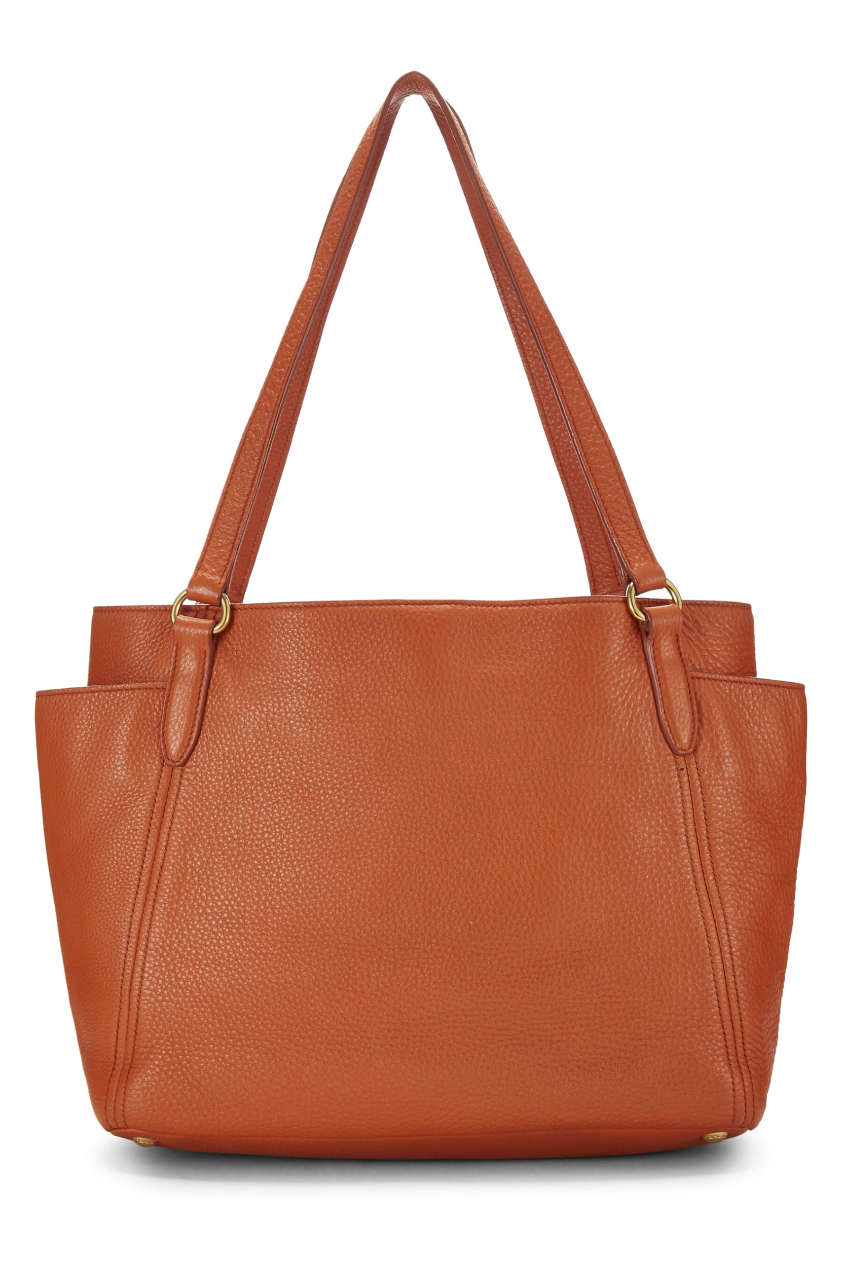 Prada, Pre-Loved Orange Vitello Daino Side Pocket Tote, Orange