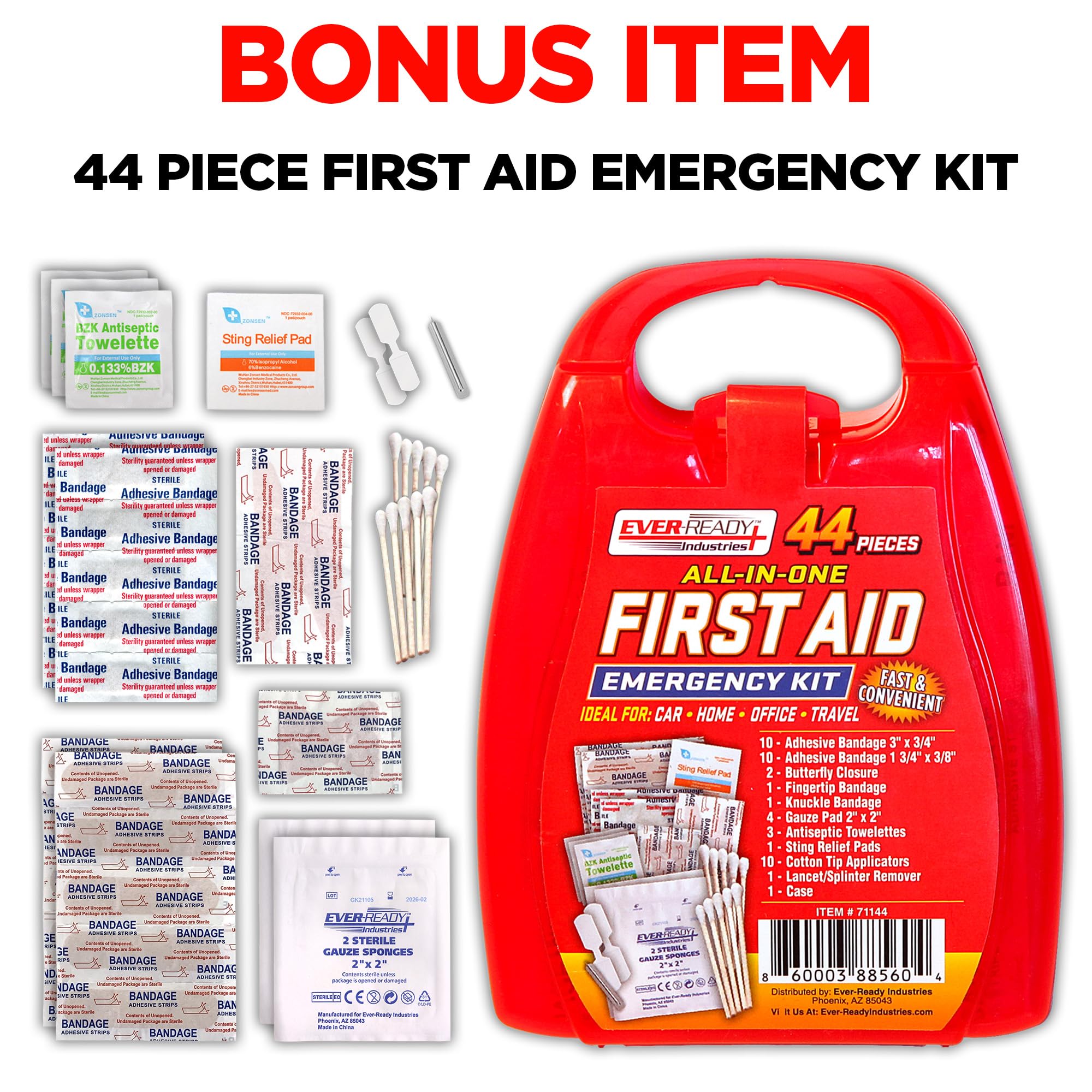 Ever-Ready Industries Premium Trauma First Aid Kit for Outdoors, Workplace, and Home - Exceed OSHA Guidelines and ANSI 2009 Standards - 240 Pieces - Includes Bonus Travel Kit