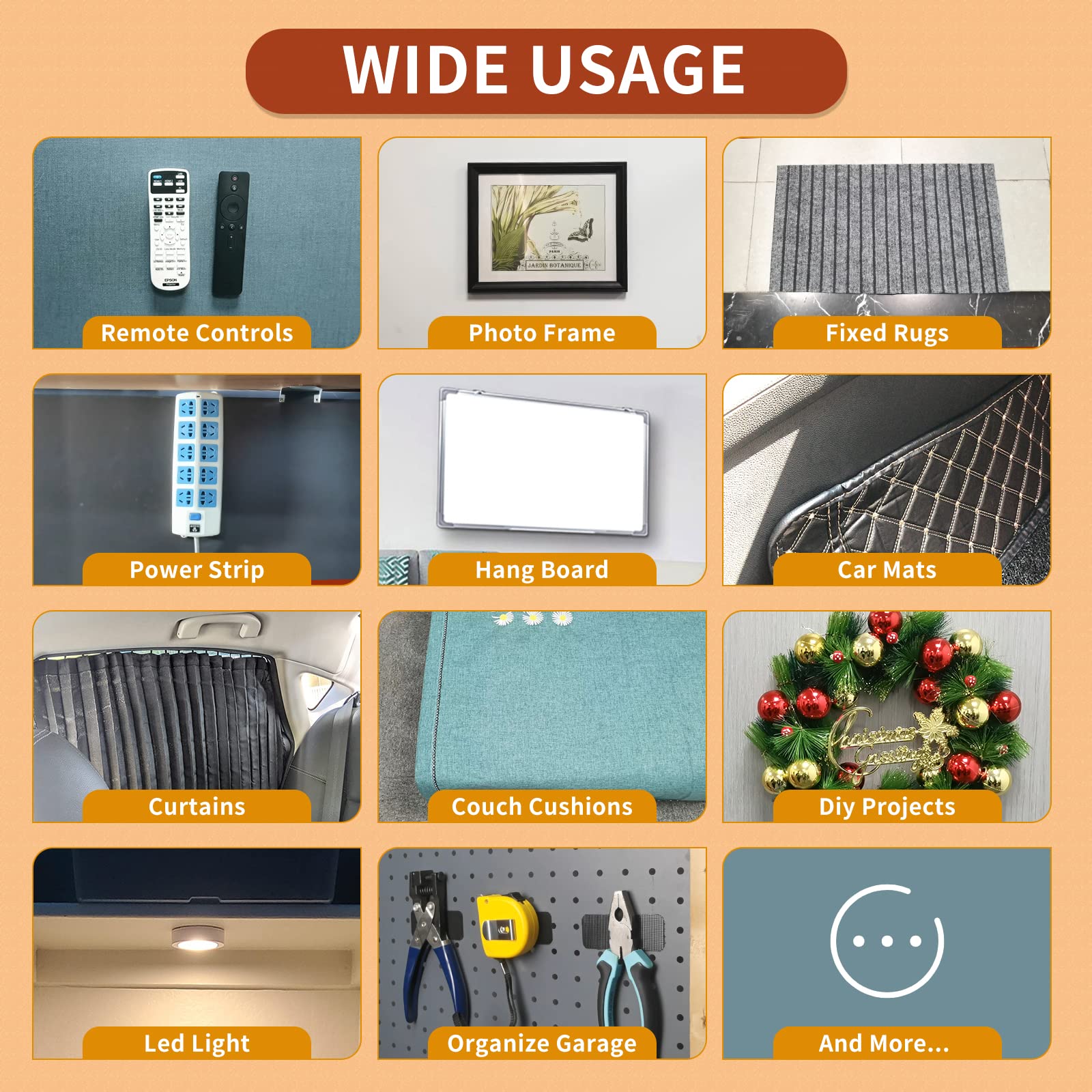 PHIXBEAR 30 Sets Industrial Heavy Duty Hook and Loop Strips with Adhesive, Strong Back Adhesive Double Sided Hook Loop Tape, Black Sticky Fasten for Rough Surfaces,Indoor or Outdoor Use,1.3x3.2 Inch