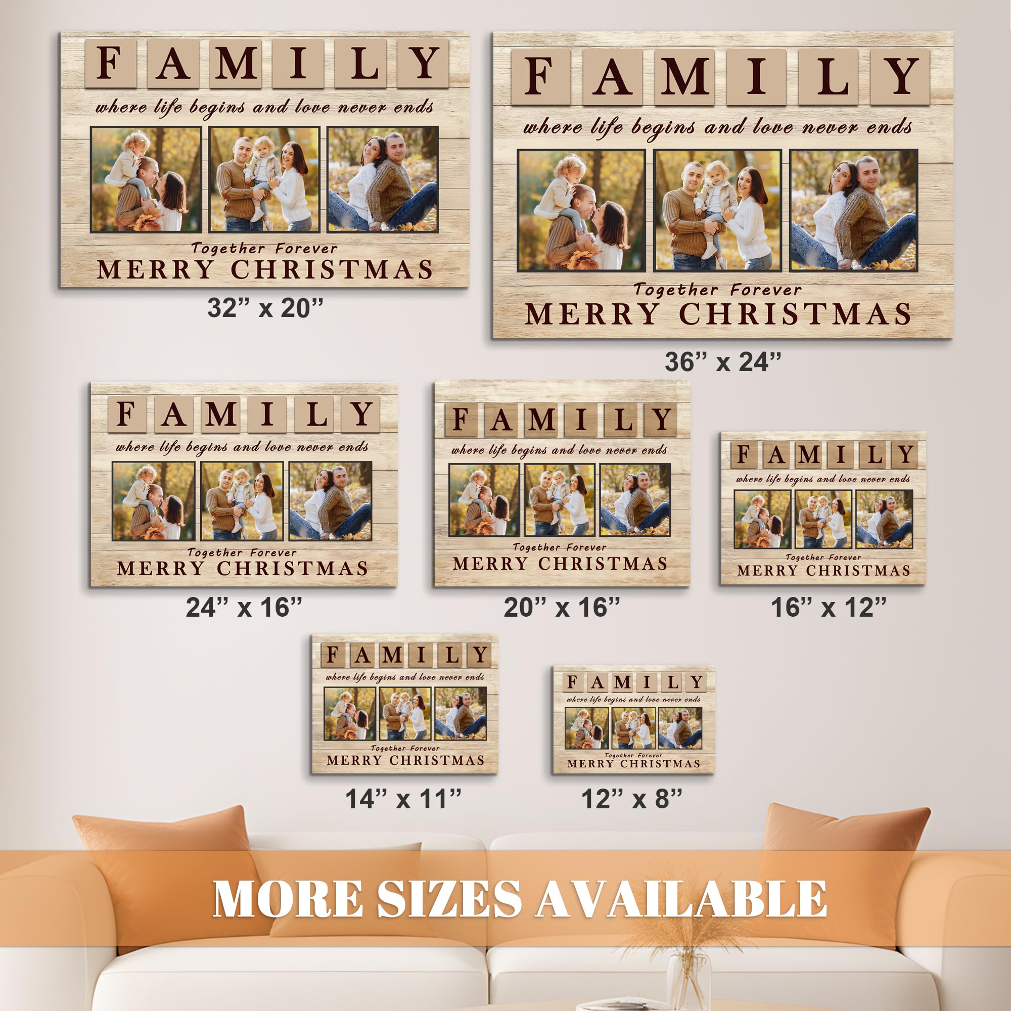 GagetElec Personalized Photo Christmas Ornaments- Custom Canvas Prints with Your Photos, Customized Canvas Wall Art Decor Christmas Gifts for Family Mom Dad Kids Pets Friends