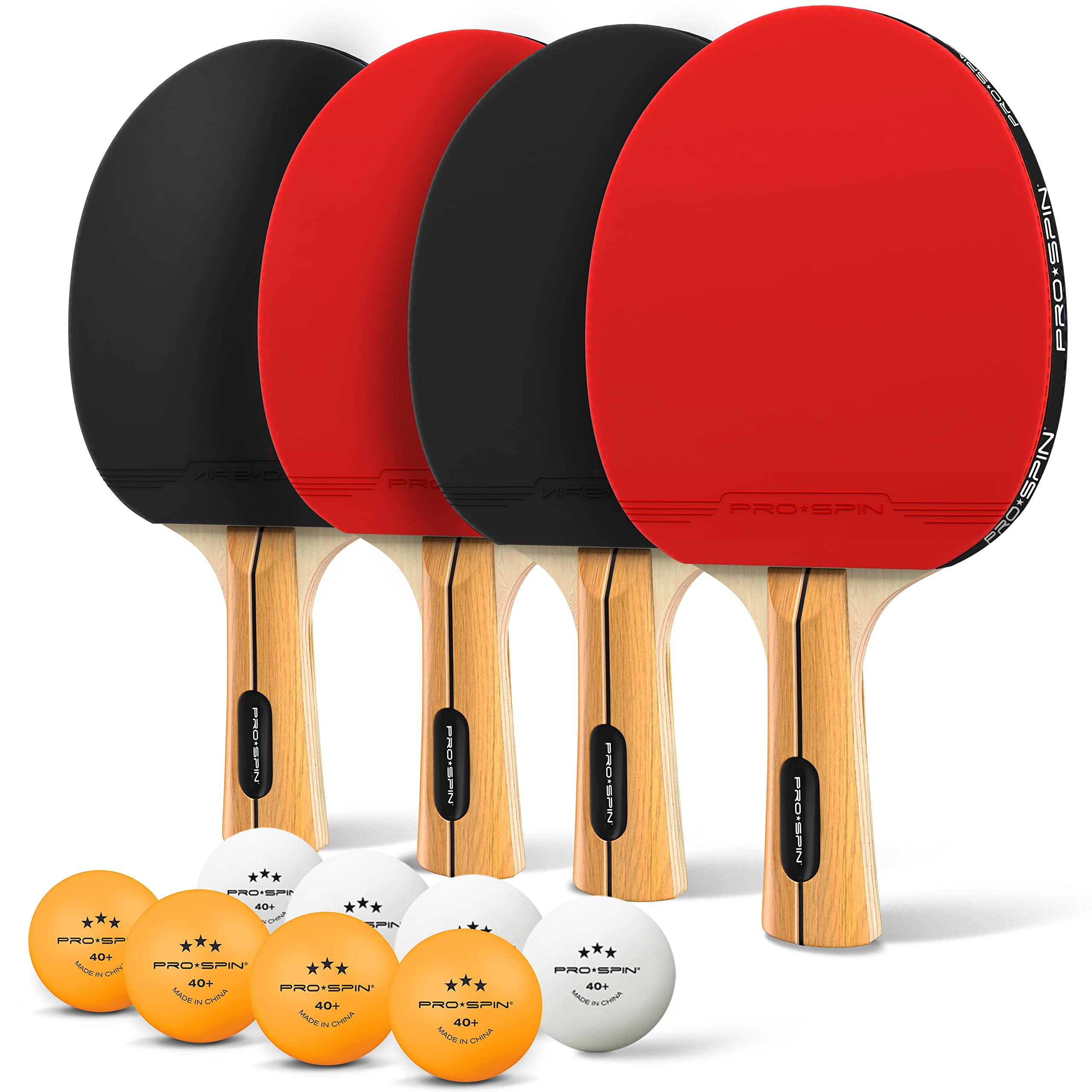 PRO SPIN Ping Pong Paddles - High-Performance Set with Premium Table Tennis Rackets, 3-Star Ping Pong Balls, Compact Storage Case | Professional Quality Ping Pong Paddle Set (4-Player Set)